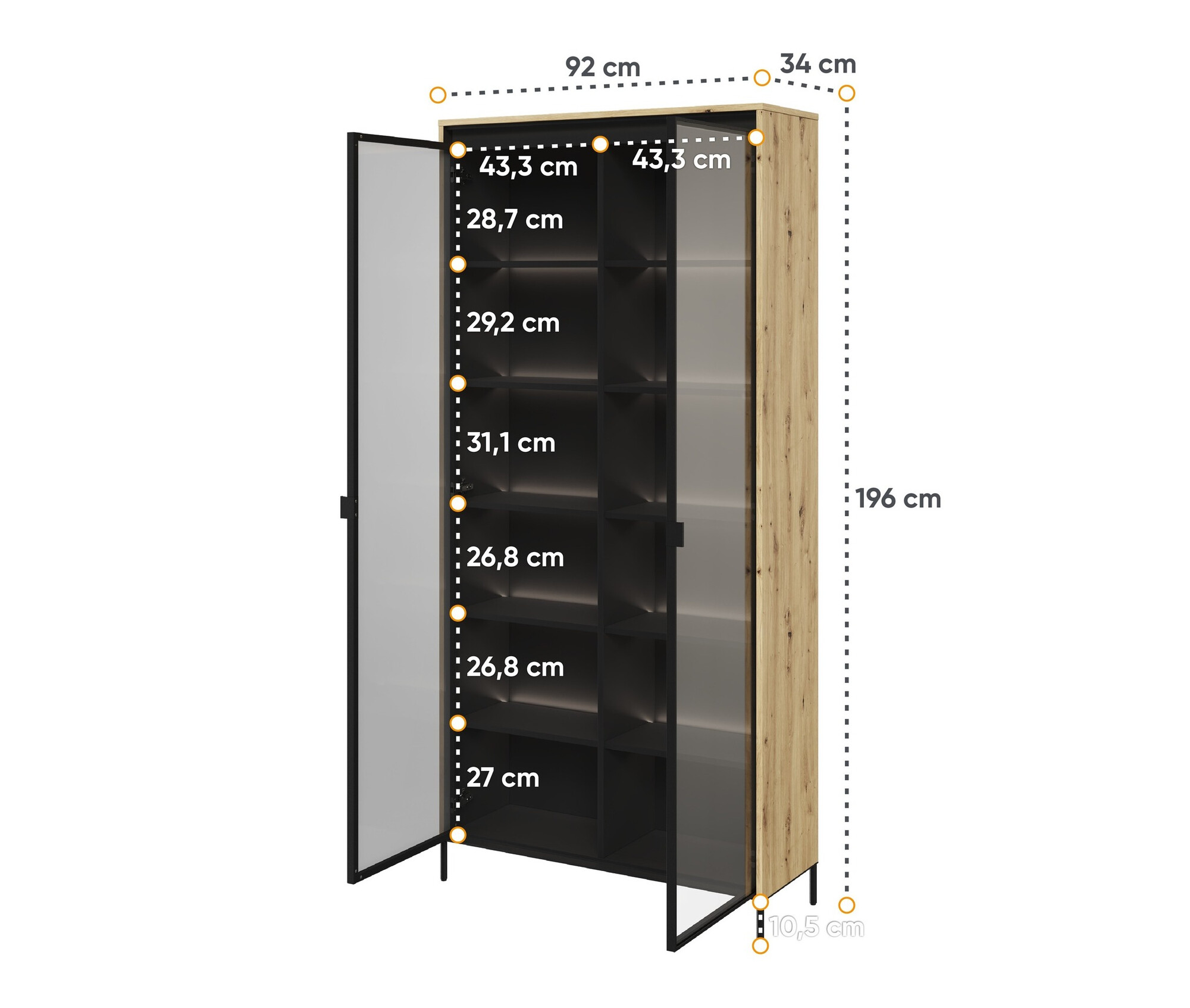 Bookcase Fernolu 106 (Artisan oak + Black)