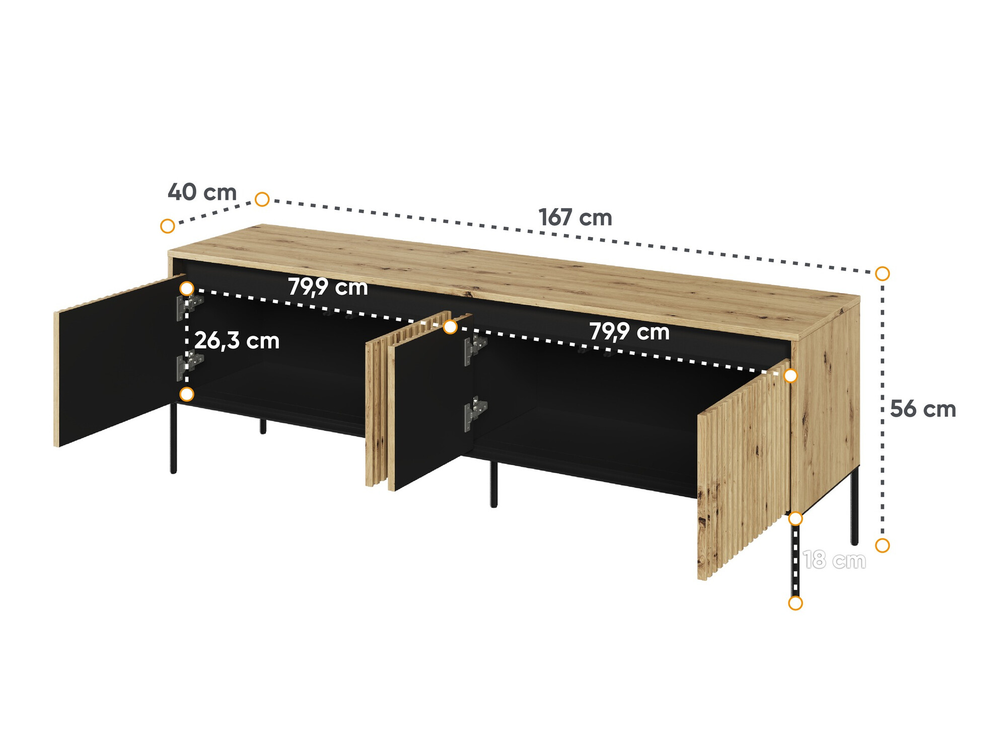 TV stand Fernolu 104 (Artisan oak + Black)