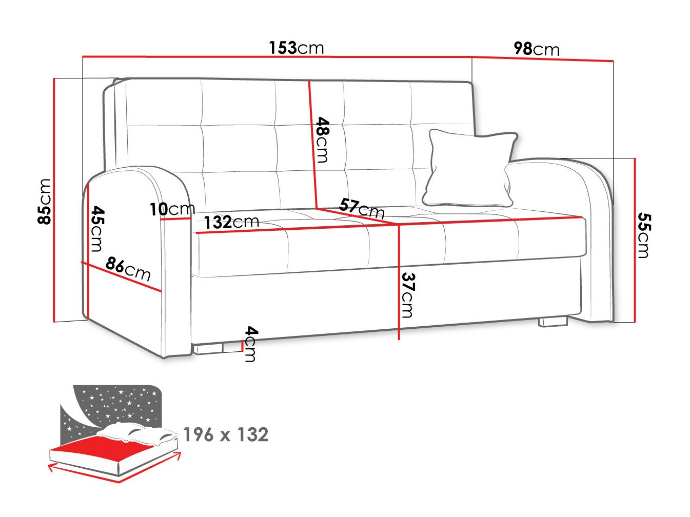 Sofa bed Silona III (Aragon 80)