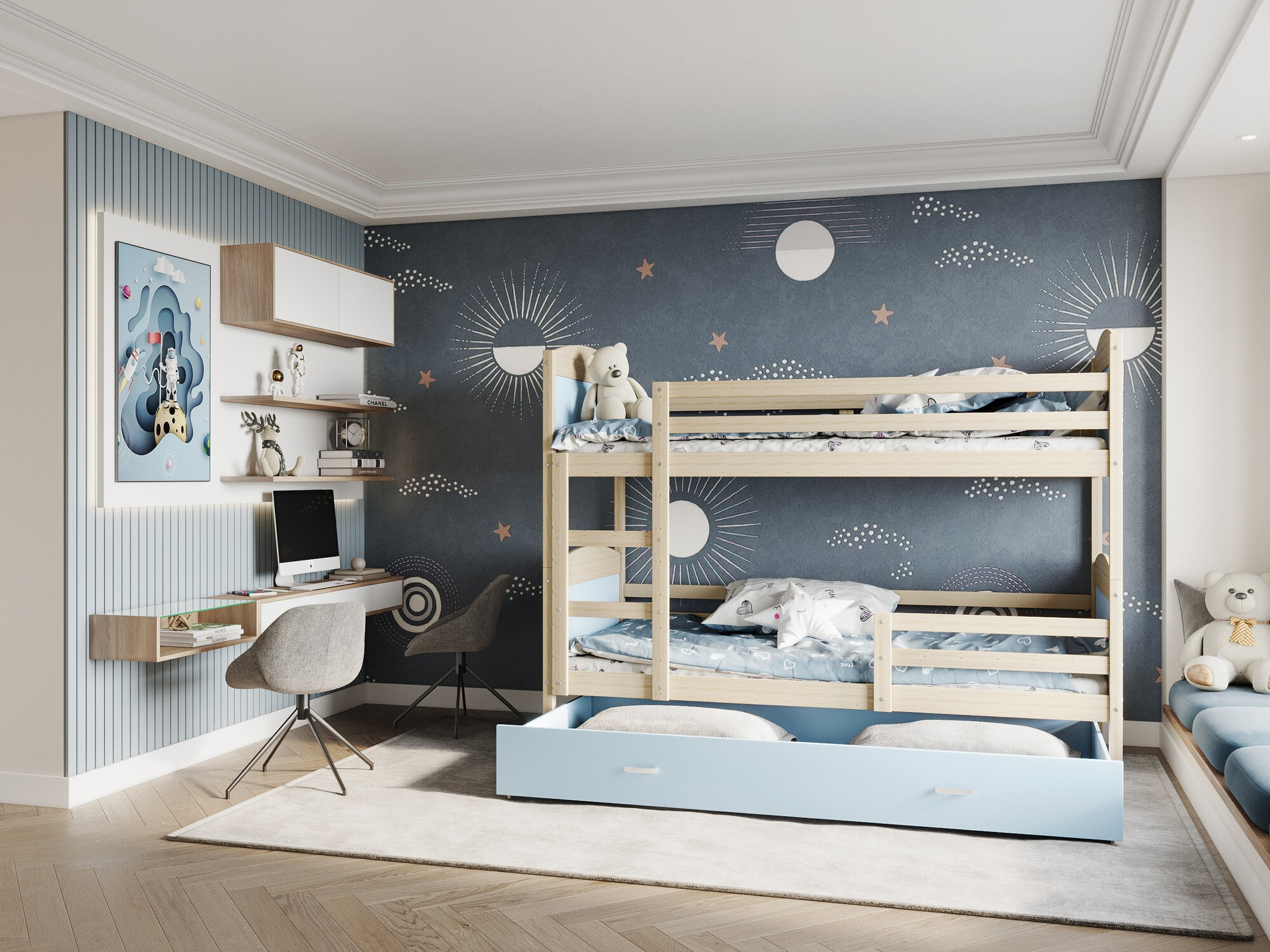 Bunk bed Aurora 102 (Blue)