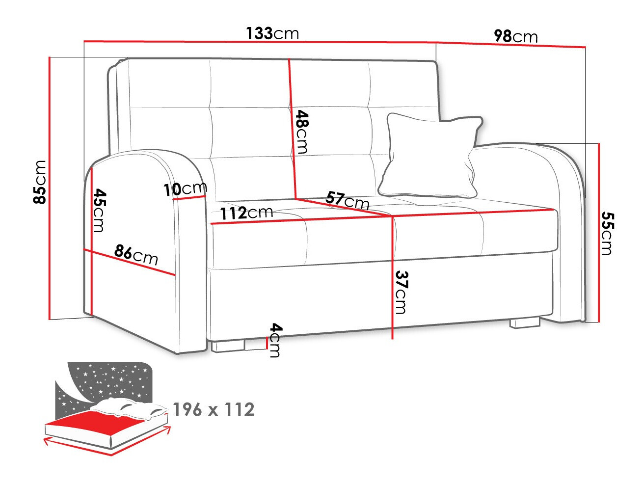 Sofa bed Silona II (Aragon 80)