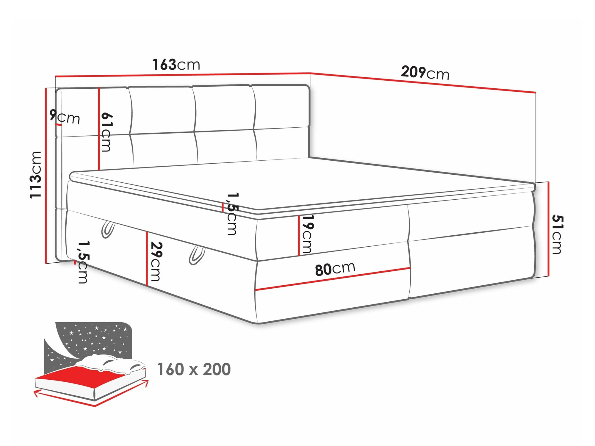 Continental bed ComfiDream Nivina (Curio 11)