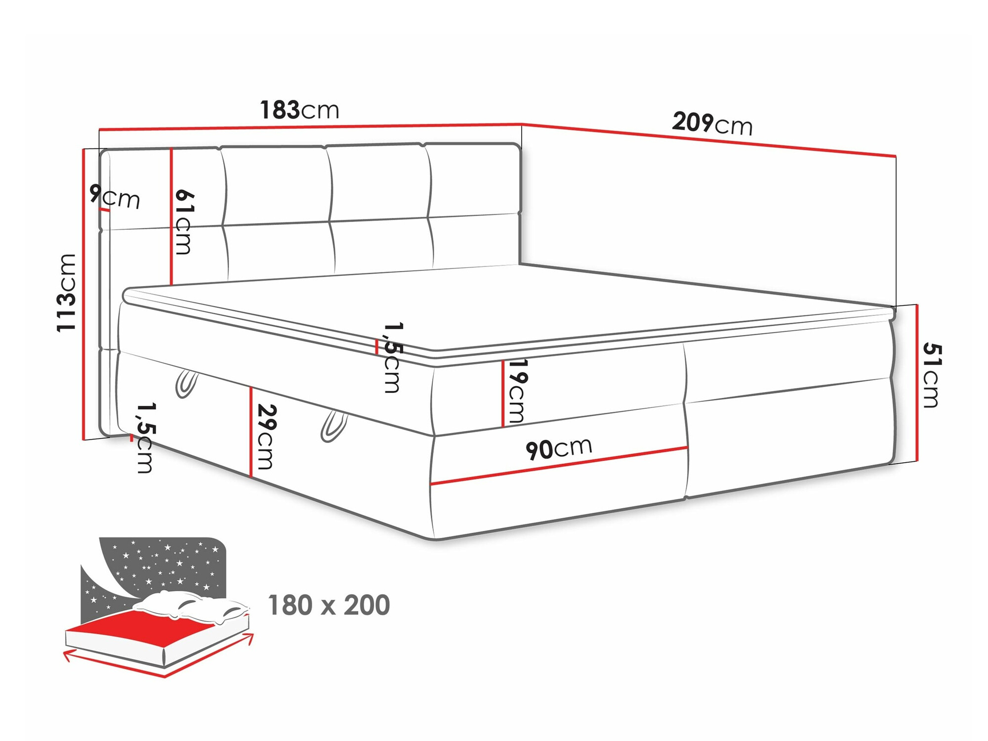 Continental bed ComfiDream Nivina (Curio 11)