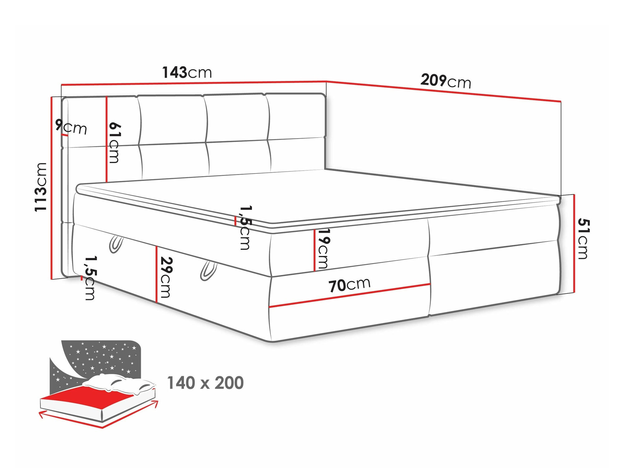 Continental bed ComfiDream Nivina (Curio 80)