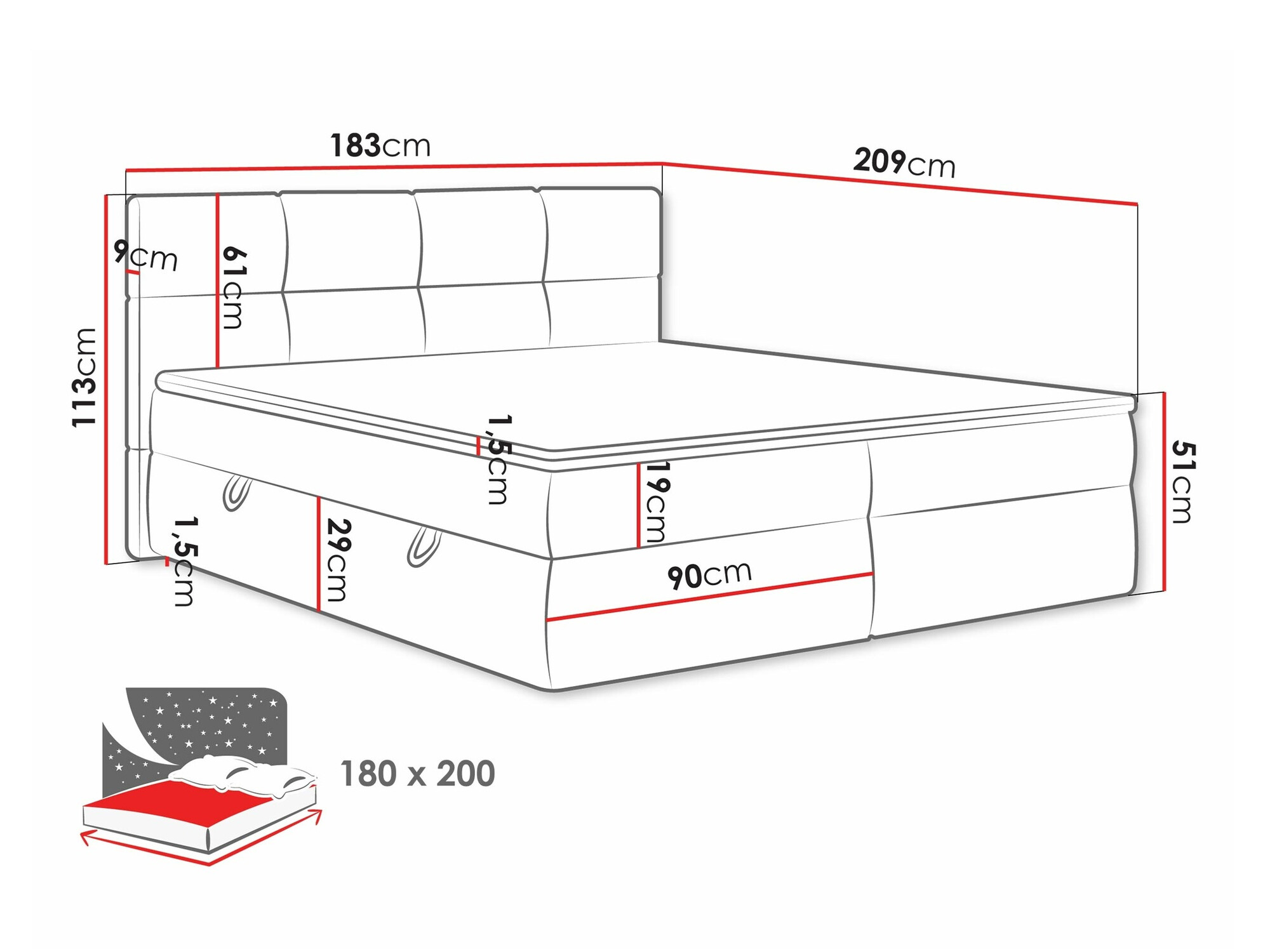 Continental bed ComfiDream Nivina (Curio 99)