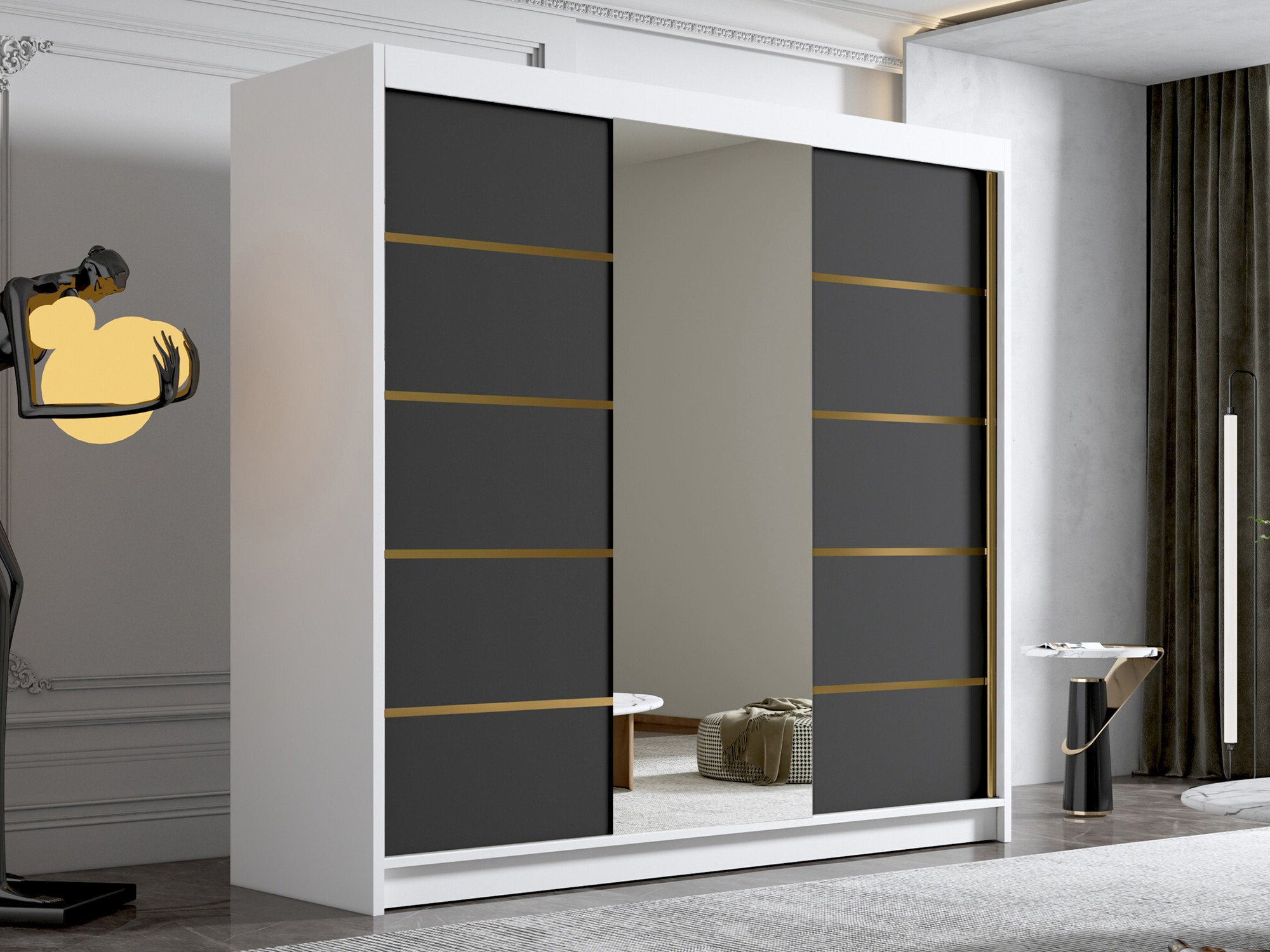 Wardrobe Closico Plenor VI (White + Black)