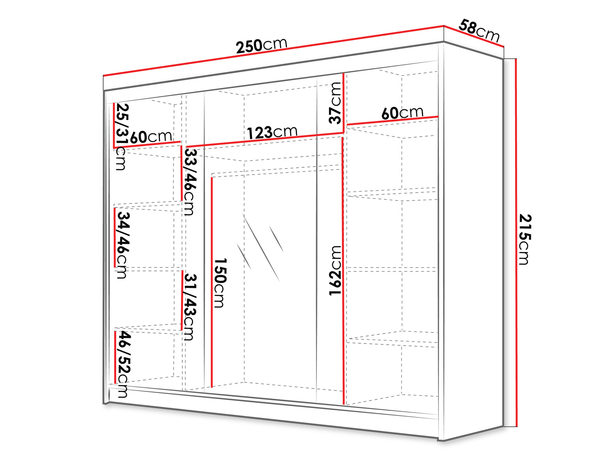 Wardrobe Closico Veltron II (White + Black)