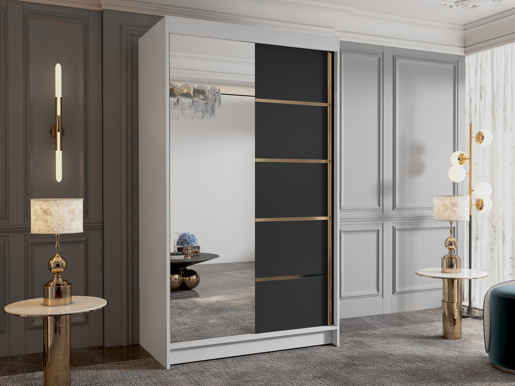 Wardrobe Closico Corden III (White + Black)