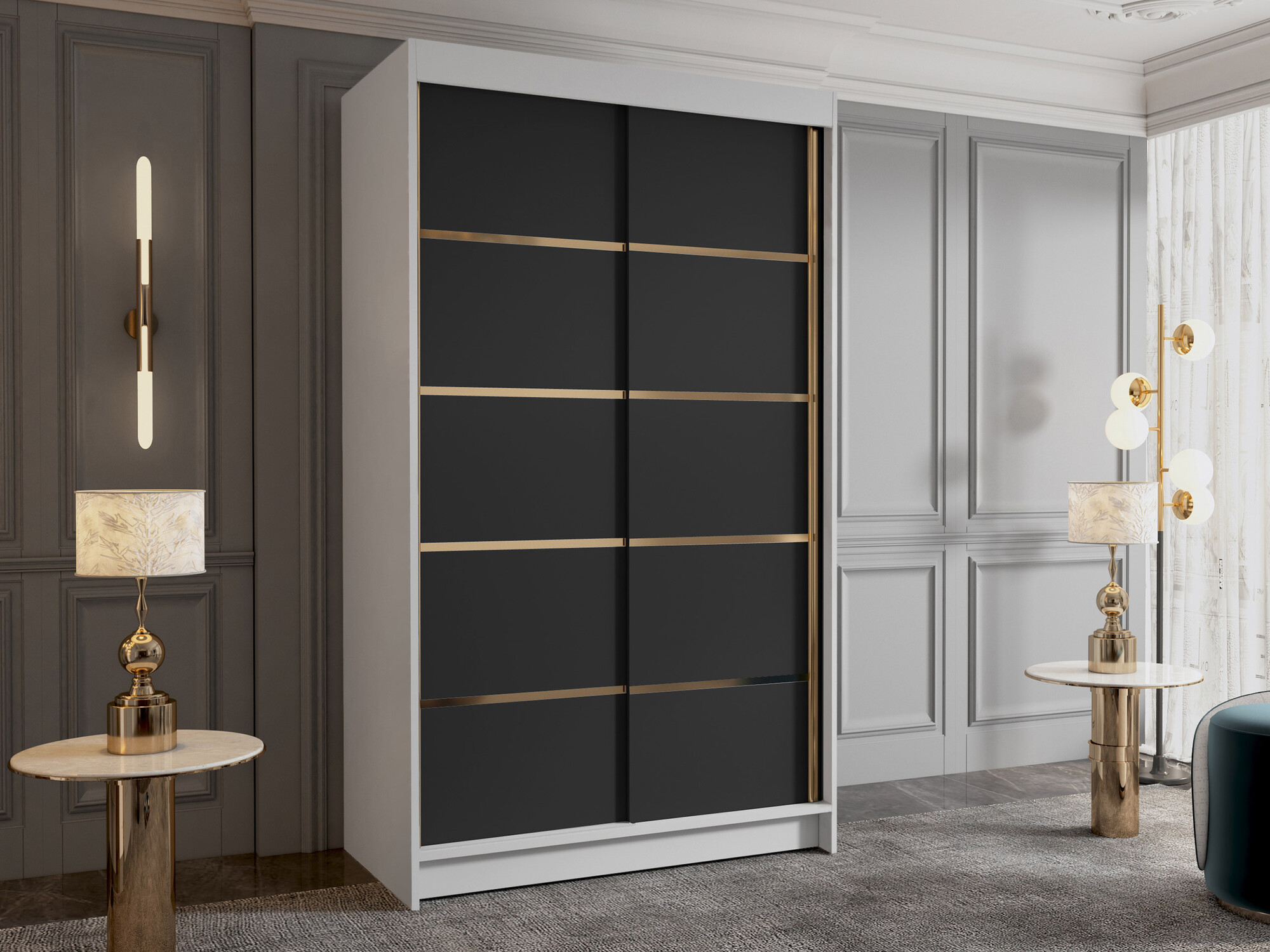 Wardrobe Closico Corden III (White + Black)