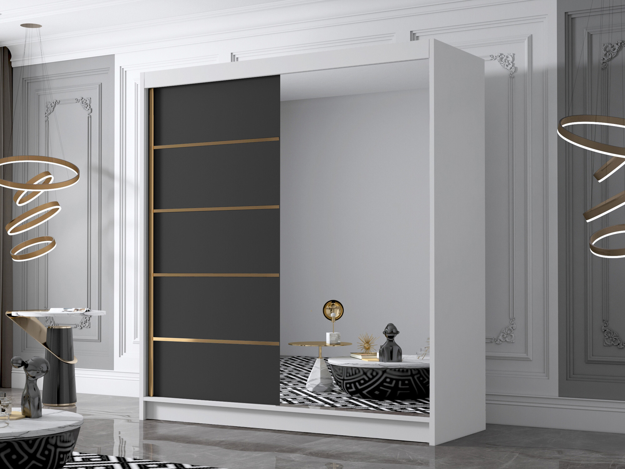 Wardrobe Closico Vallor III (White + Black)
