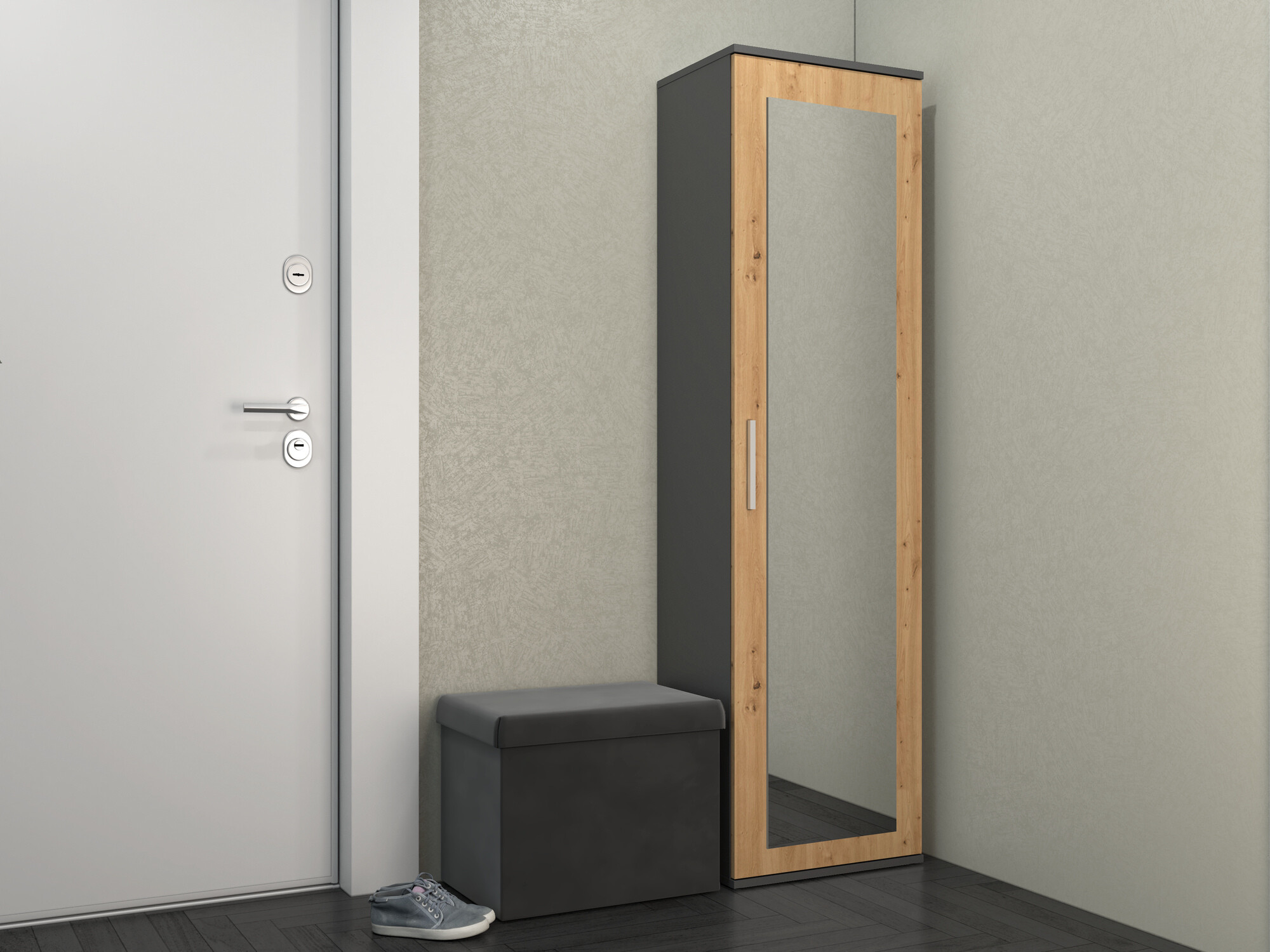 Wardrobe Mandeville 127 (Artisan oak + Anthracite)