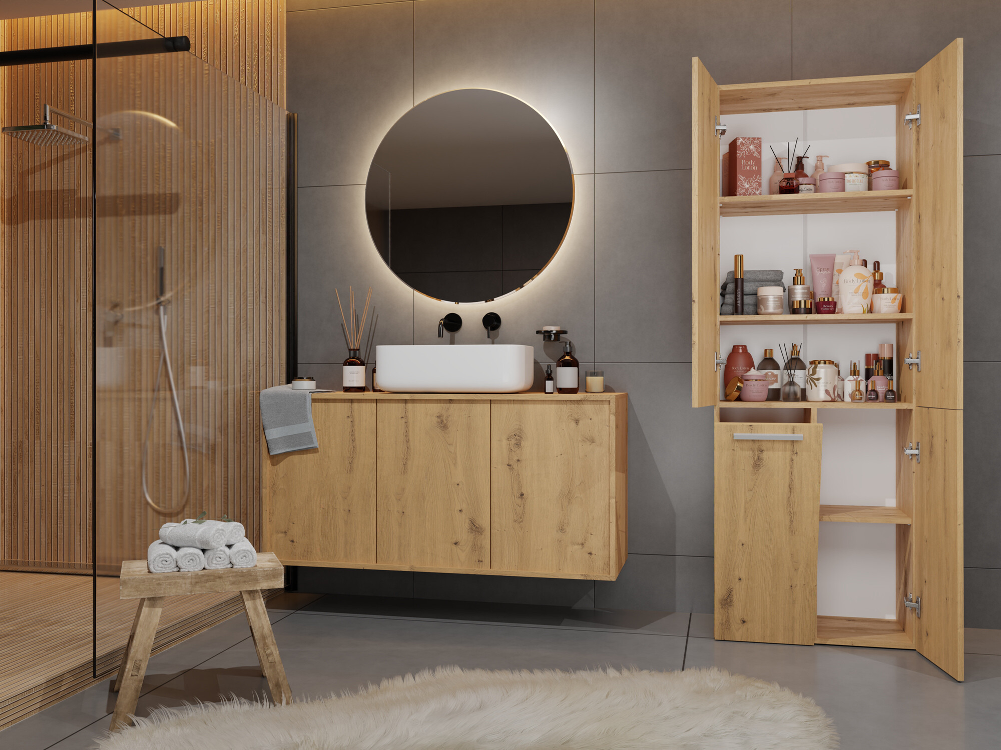 Freestanding bathroom cabinet Nolmaru 100 (Artisan oak)