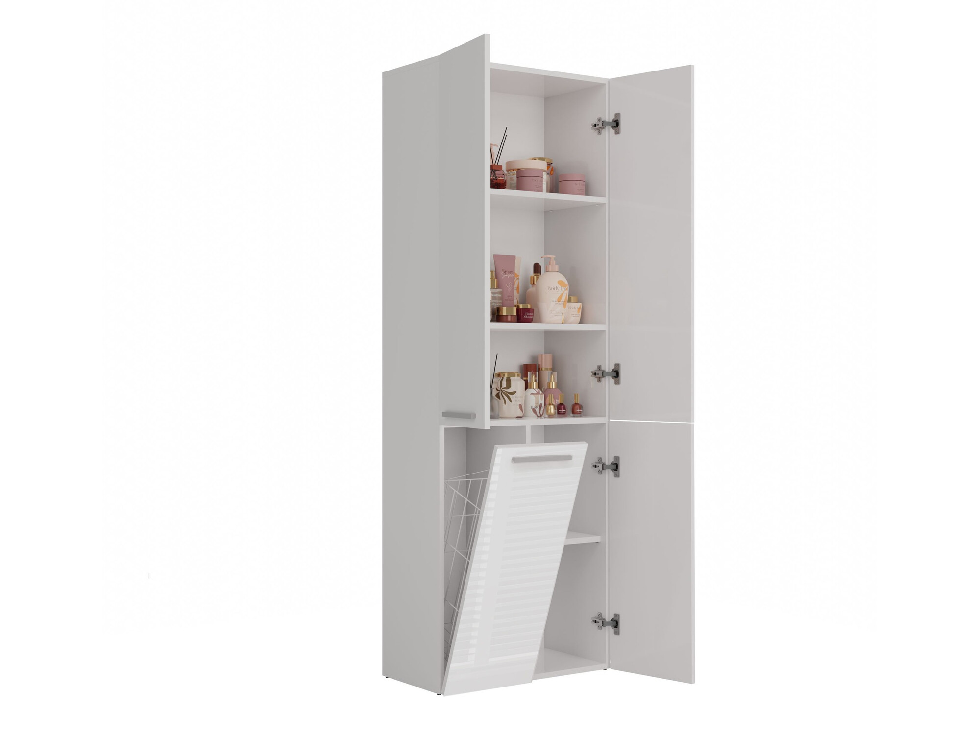 Freestanding bathroom cabinet Nolmaru 100 (White + Glossy white)