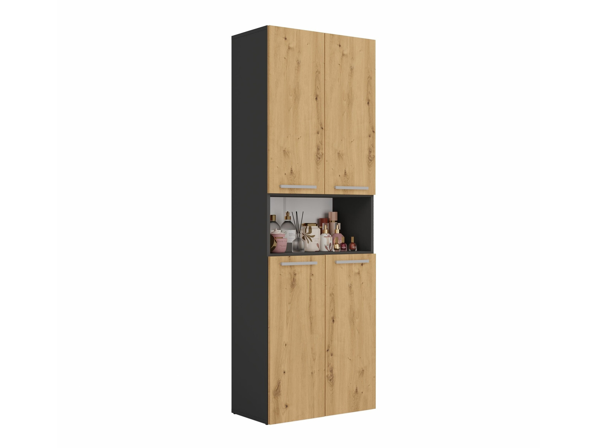 Freestanding bathroom cabinet Nolmaru 101 (Anthracite + Artisan oak)