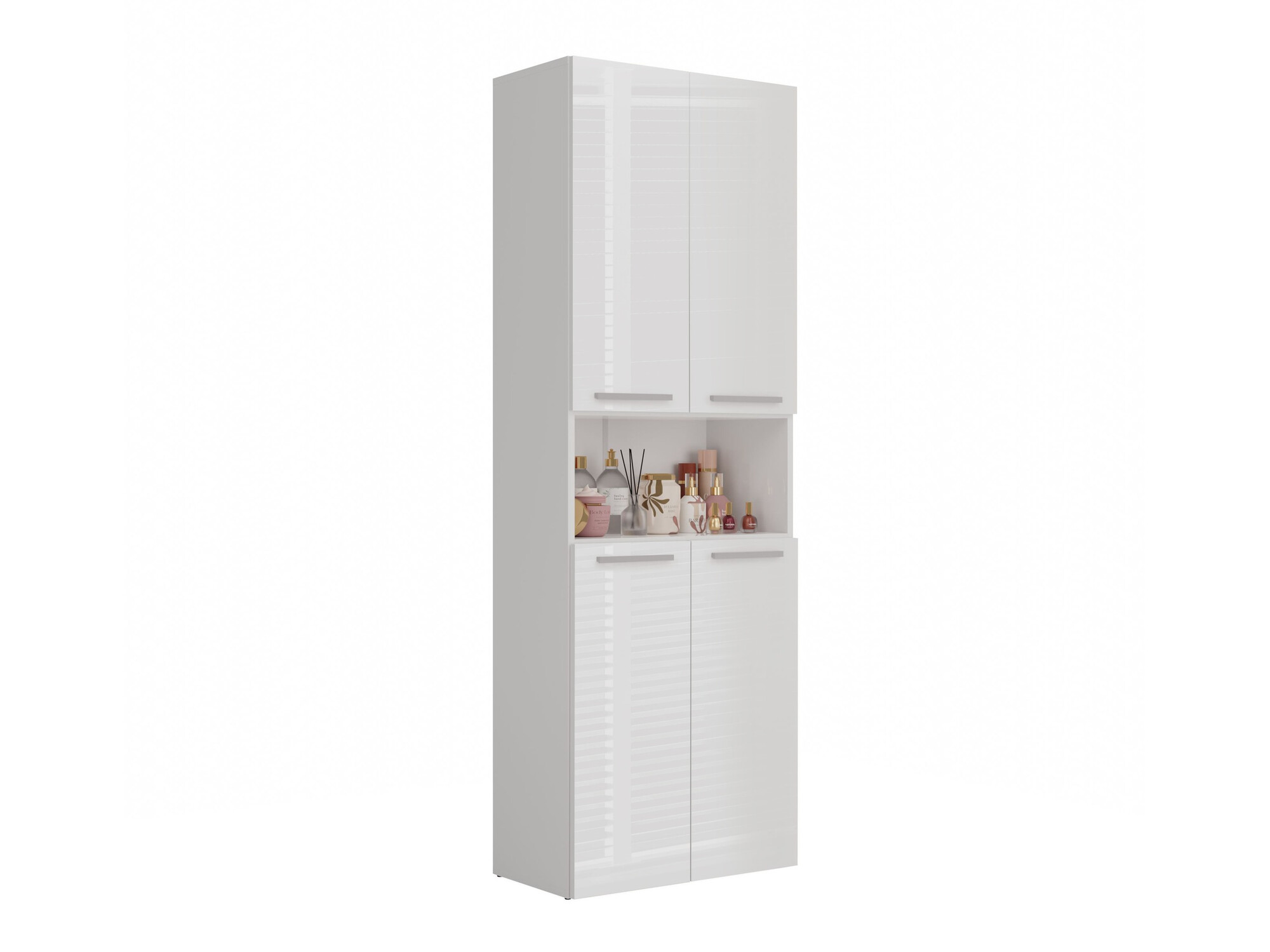 Freestanding bathroom cabinet Nolmaru 101 (White + Glossy white)