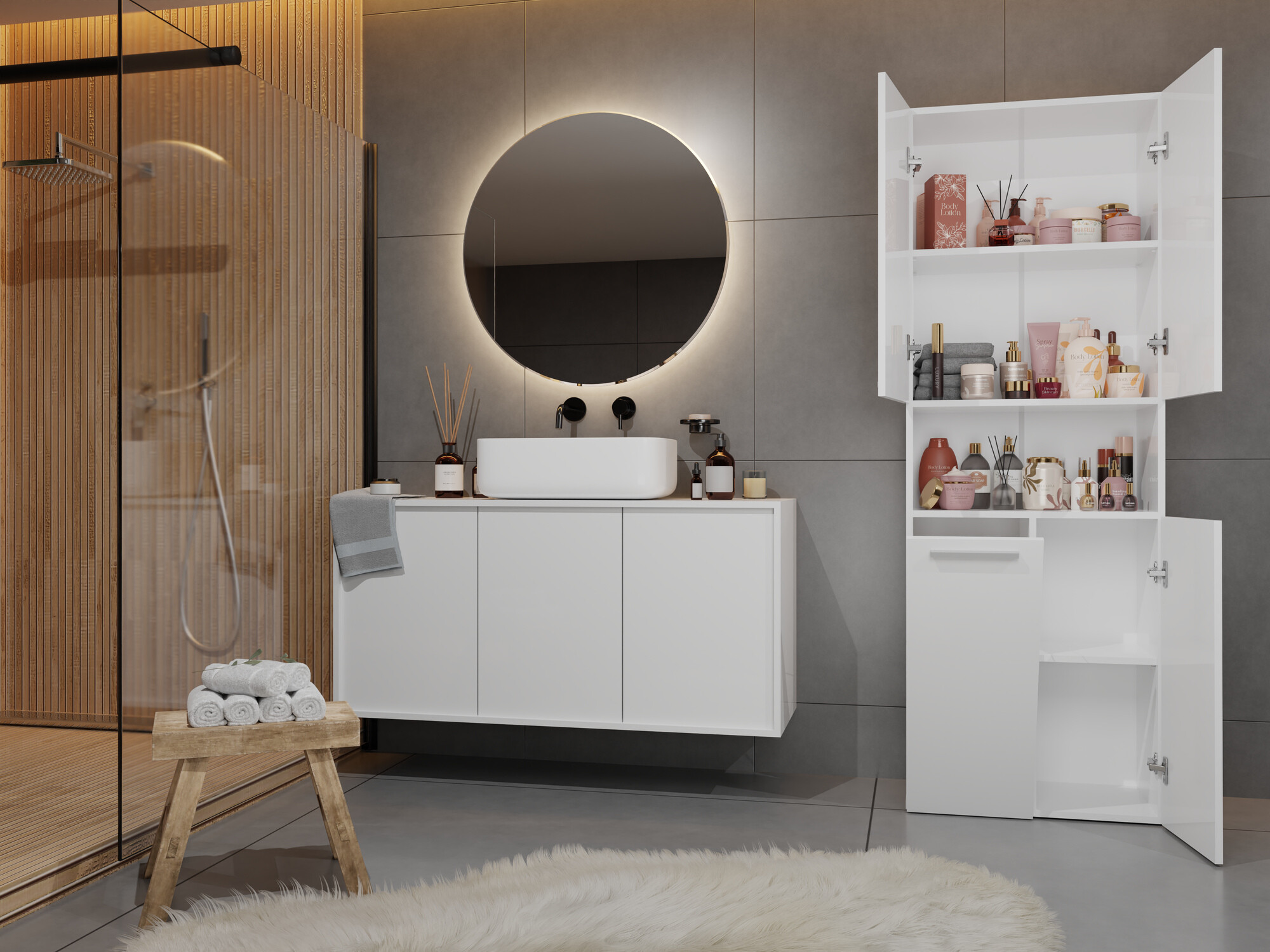 Freestanding bathroom cabinet Nolmaru 101 (White)