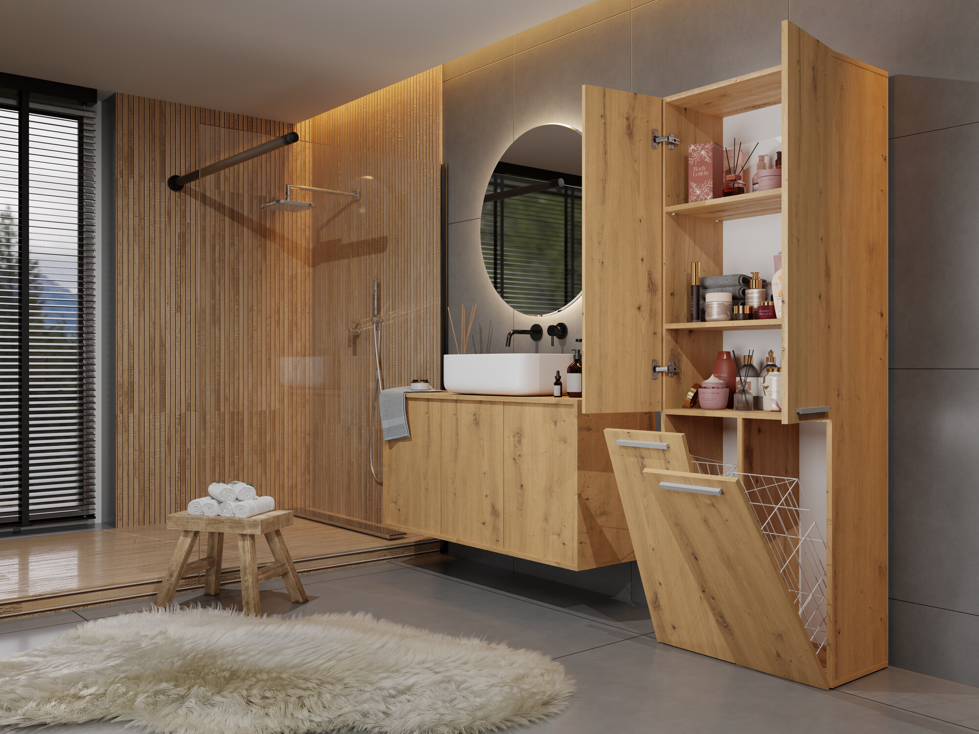 Freestanding bathroom cabinet Nolmaru 102 (Artisan oak)