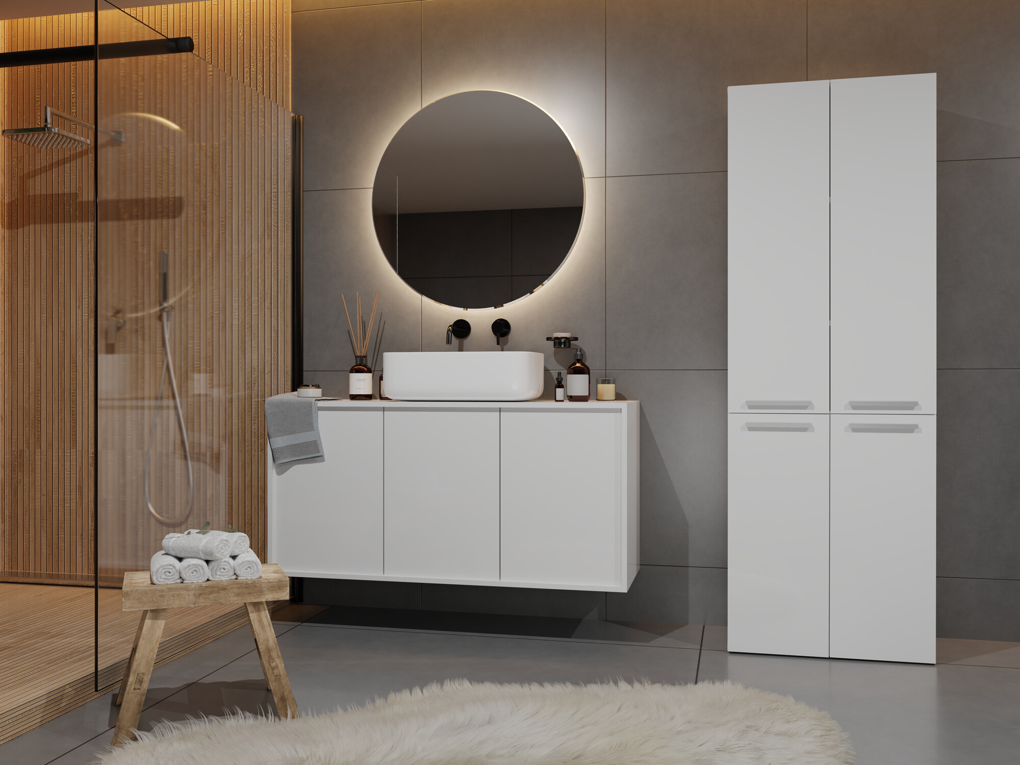 Freestanding bathroom cabinet Nolmaru 102 (White)