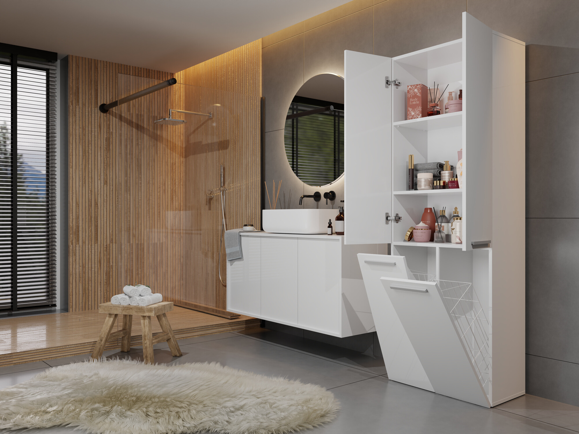 Freestanding bathroom cabinet Nolmaru 102 (White)