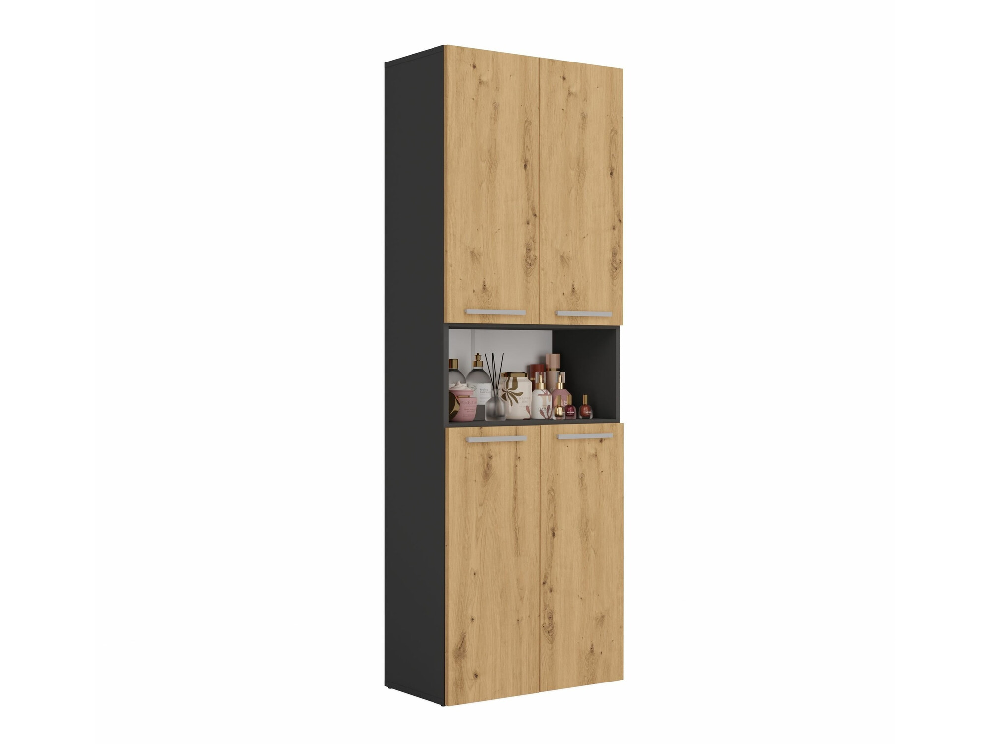 Freestanding bathroom cabinet Nolmaru 103 (Anthracite + Artisan oak)