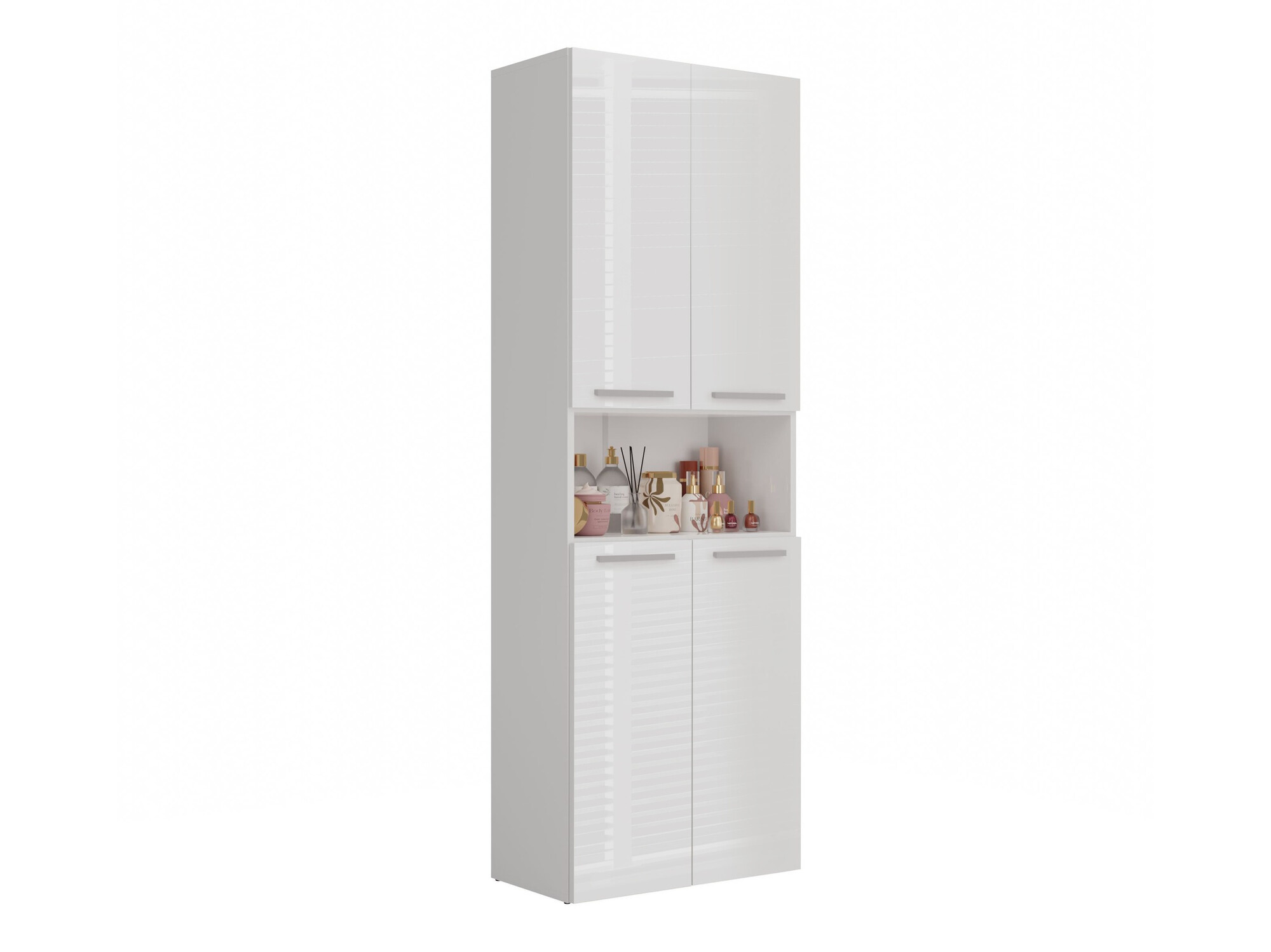 Freestanding bathroom cabinet Nolmaru 103 (White + Glossy white)