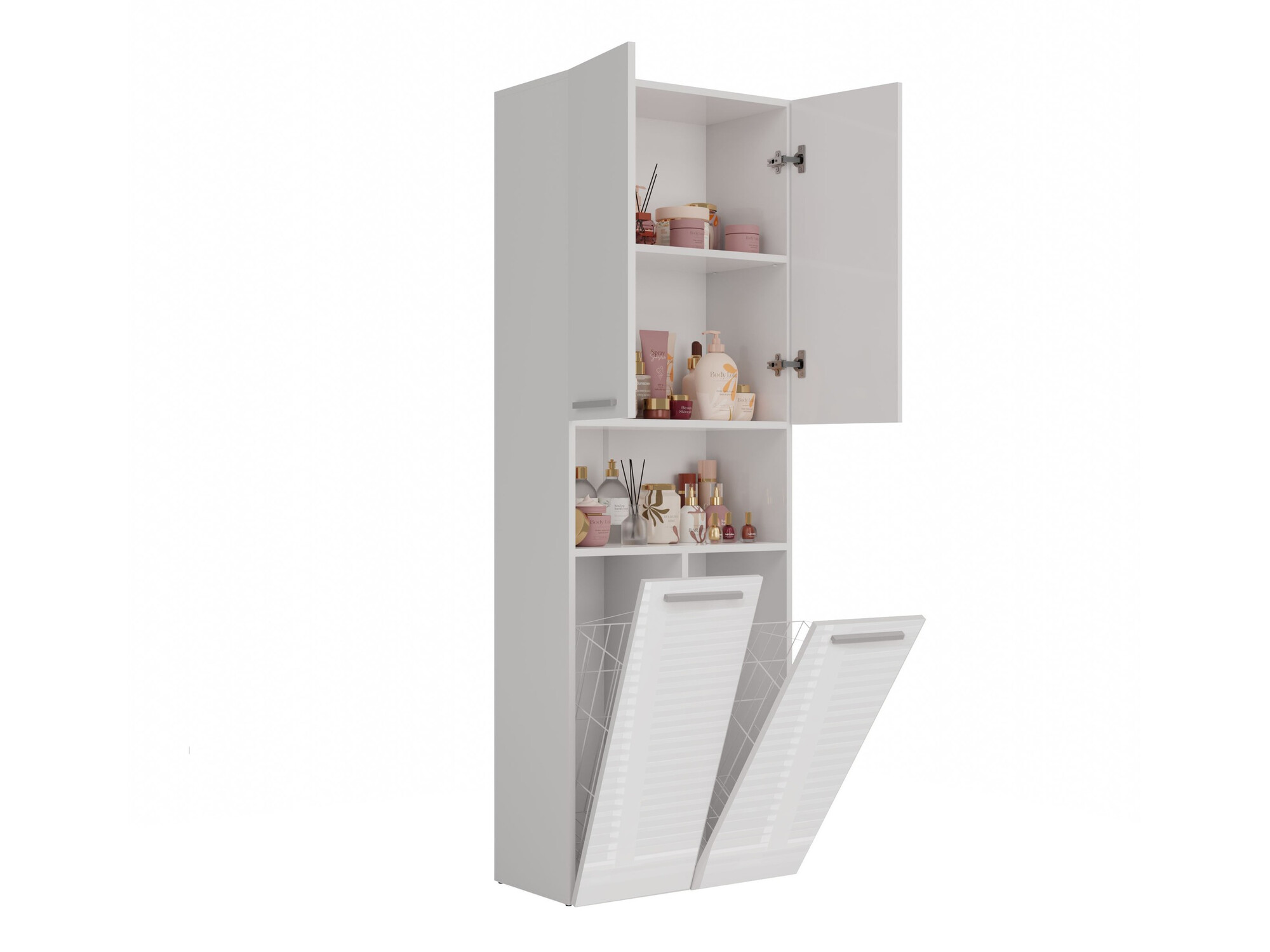Freestanding bathroom cabinet Nolmaru 103 (White + Glossy white)