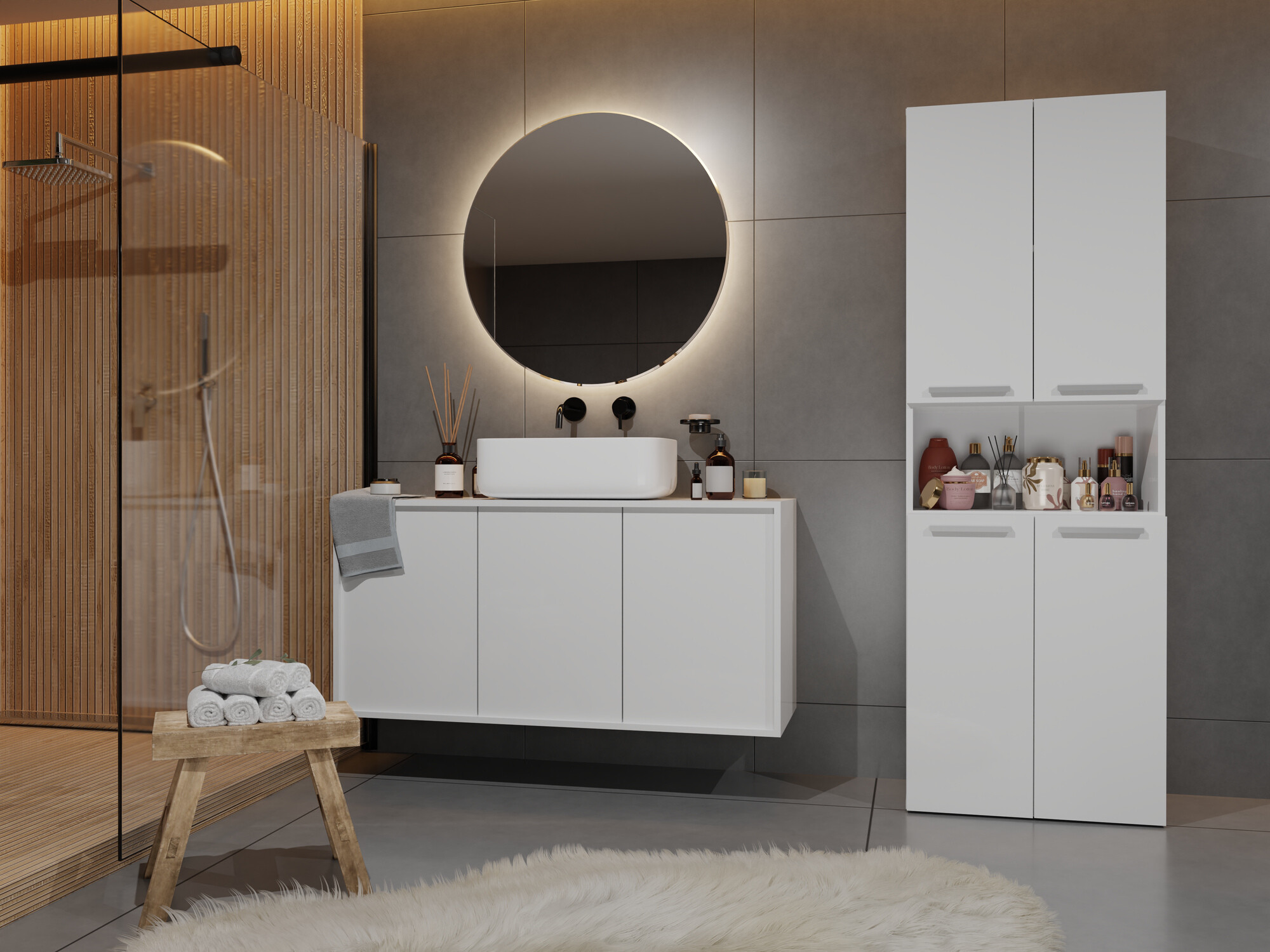 Freestanding bathroom cabinet Nolmaru 103 (White)