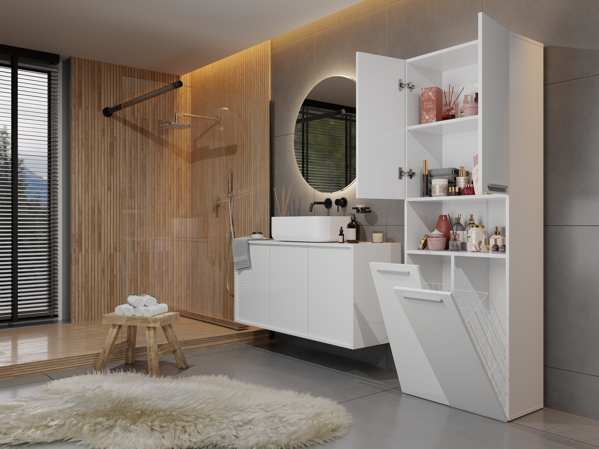 Freestanding bathroom cabinet Nolmaru 103 (White)
