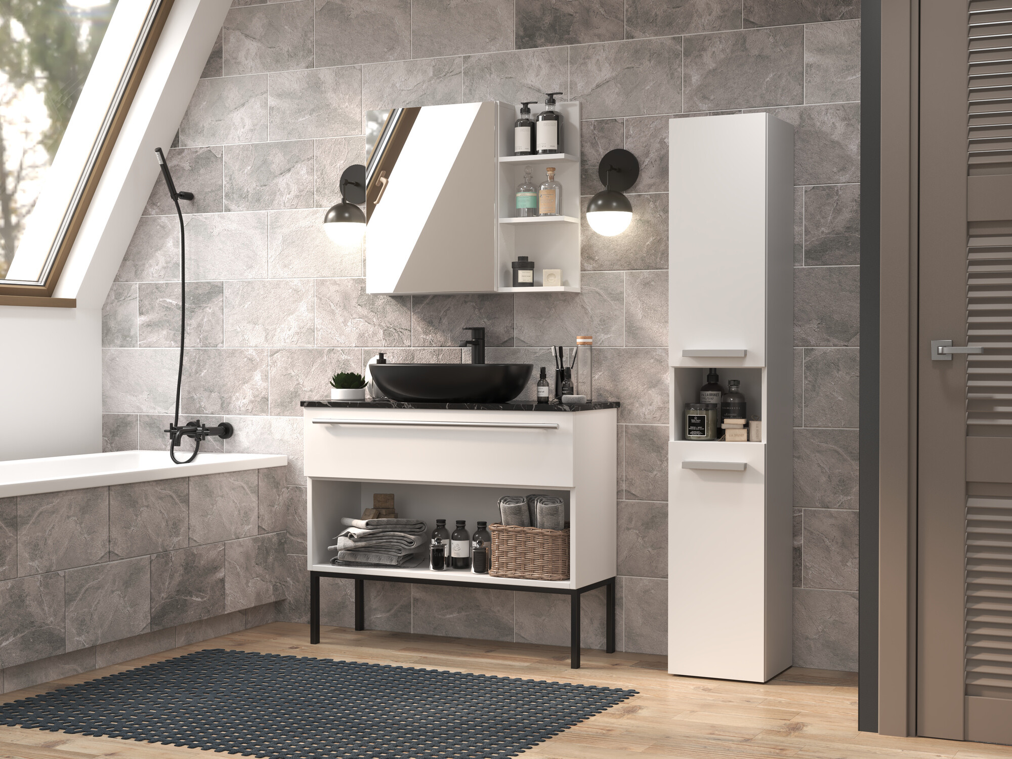 Freestanding bathroom cabinet Nolmaru 104 (White)