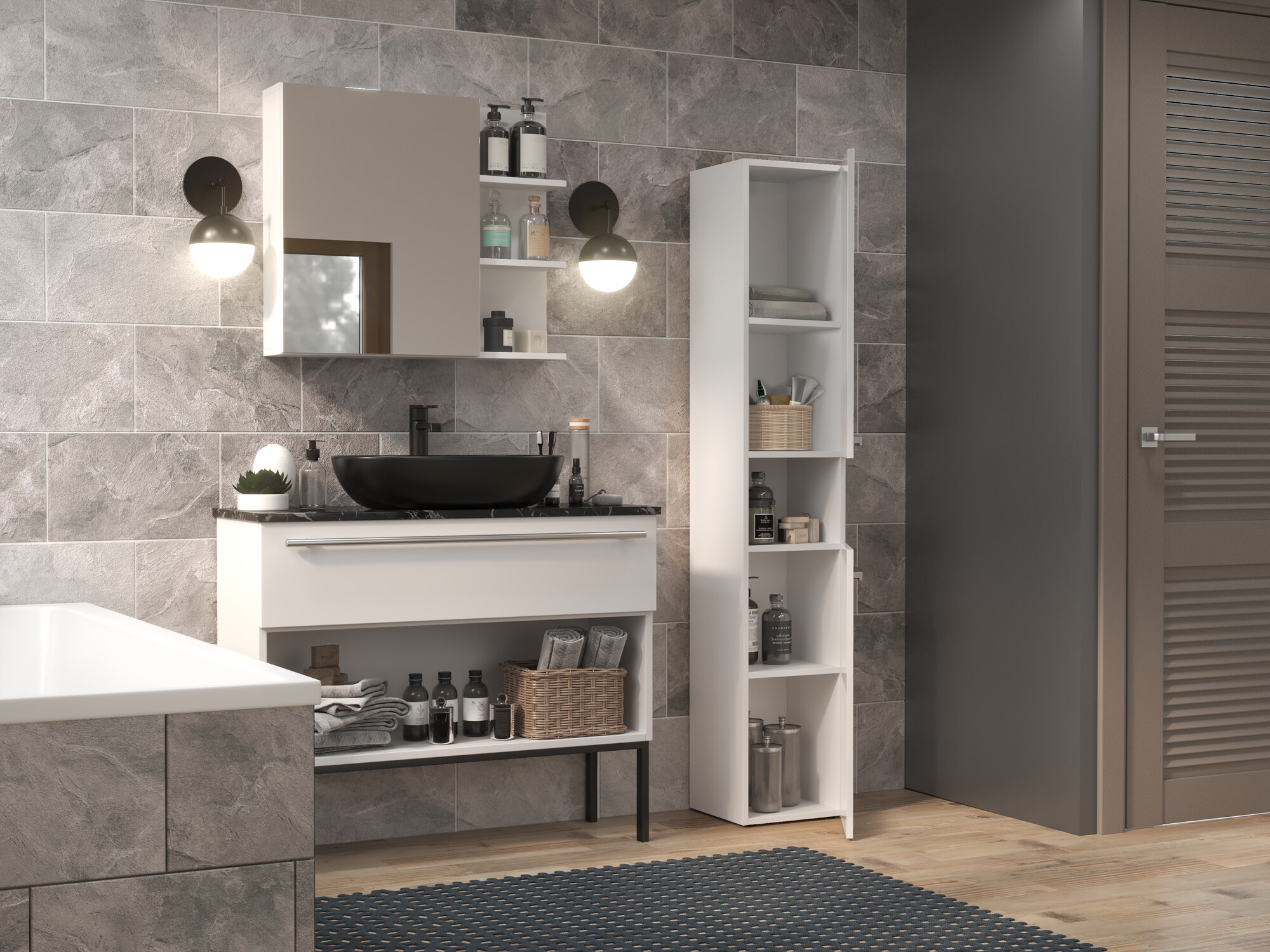 Freestanding bathroom cabinet Nolmaru 104 (White)