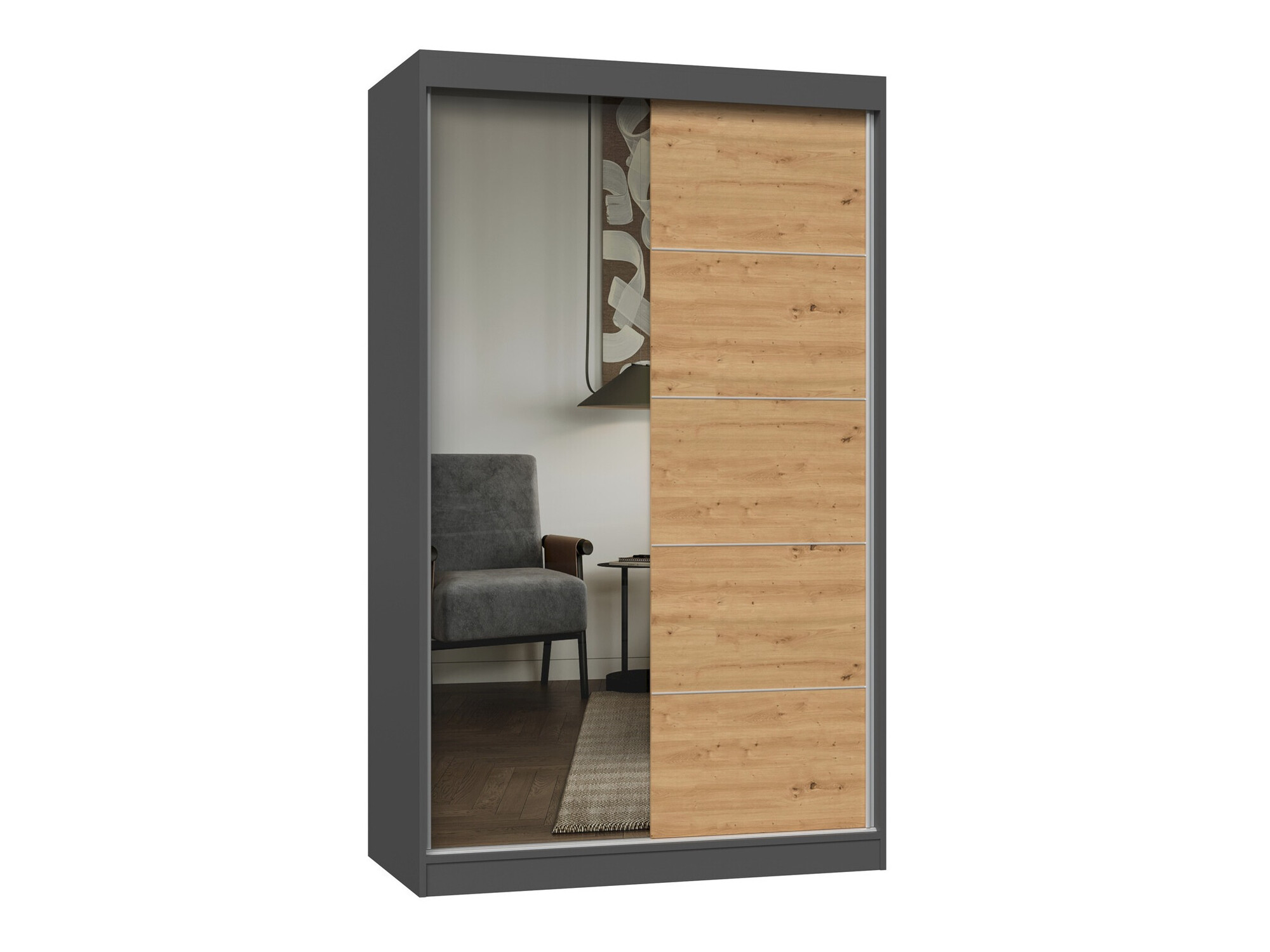 Wardrobe Mandeville 157 (Anthracite + Artisan oak)