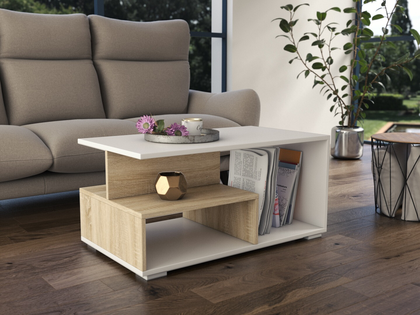 Coffee table Mandeville 166 (White + Sonoma oak)
