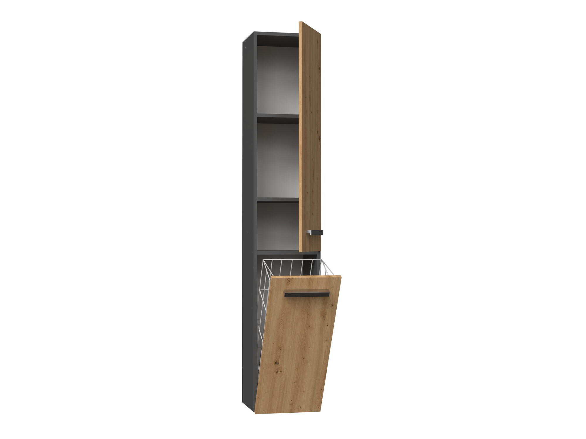Freestanding bathroom cabinet Nolmaru 107 (Anthracite + Artisan oak)