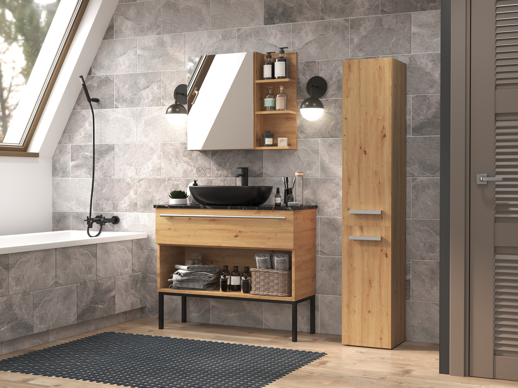 Freestanding bathroom cabinet Nolmaru 107 (Artisan oak)