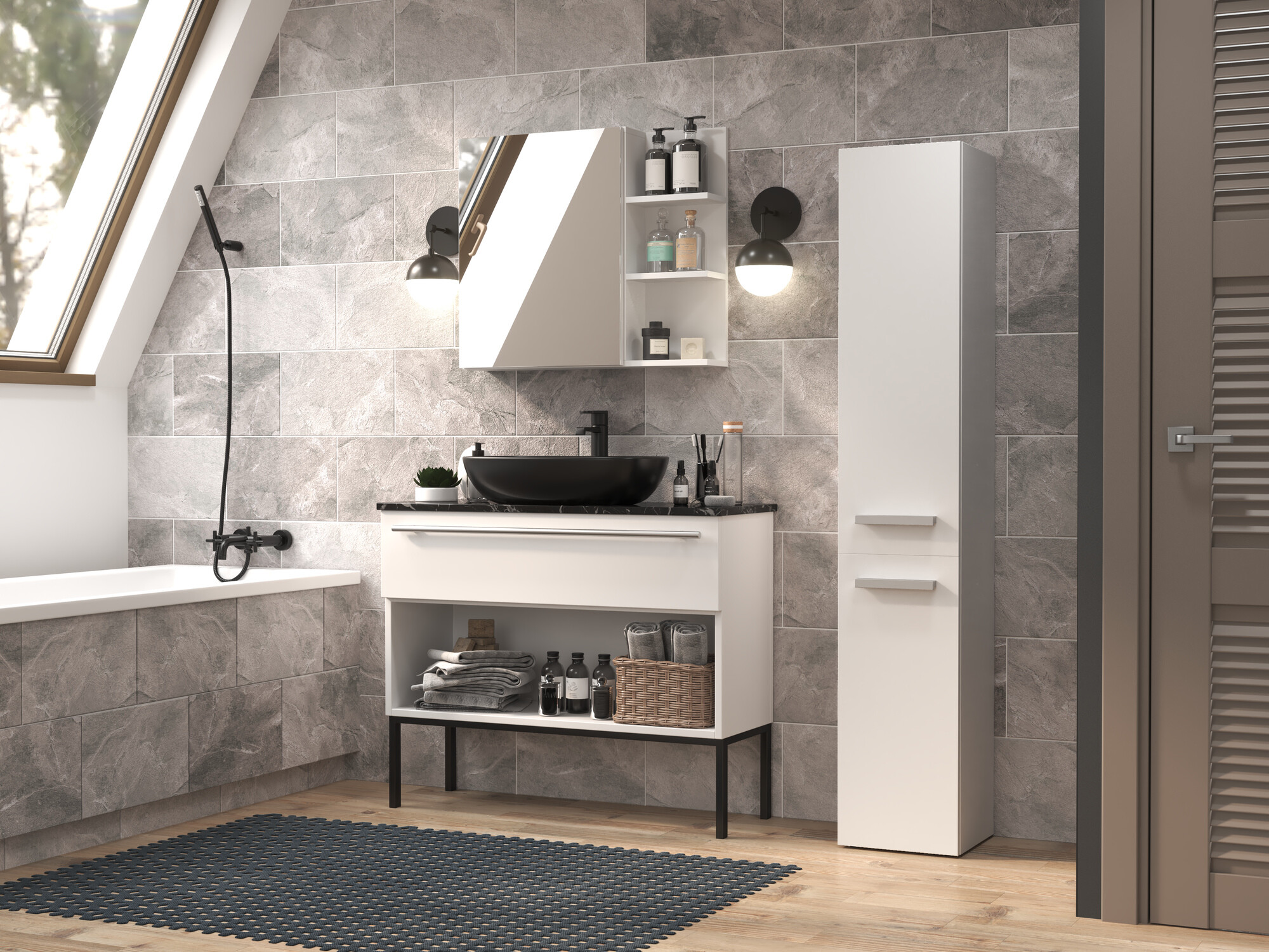 Freestanding bathroom cabinet Nolmaru 107 (White)