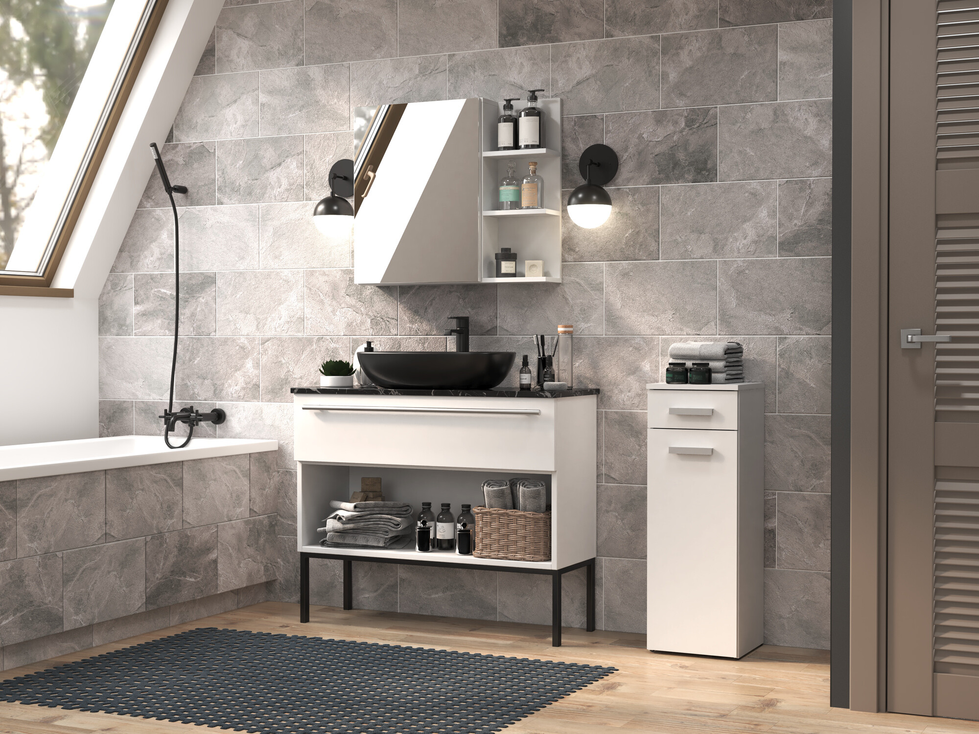 Freestanding bathroom cabinet Nolmaru 109 (White)