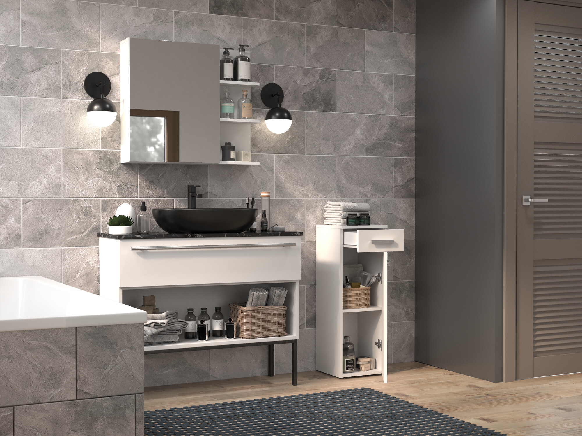 Freestanding bathroom cabinet Nolmaru 109 (White)