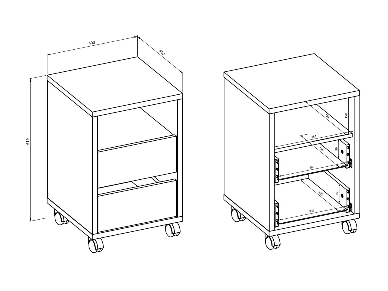 Under-desk drawer unit Austin 346 (White)