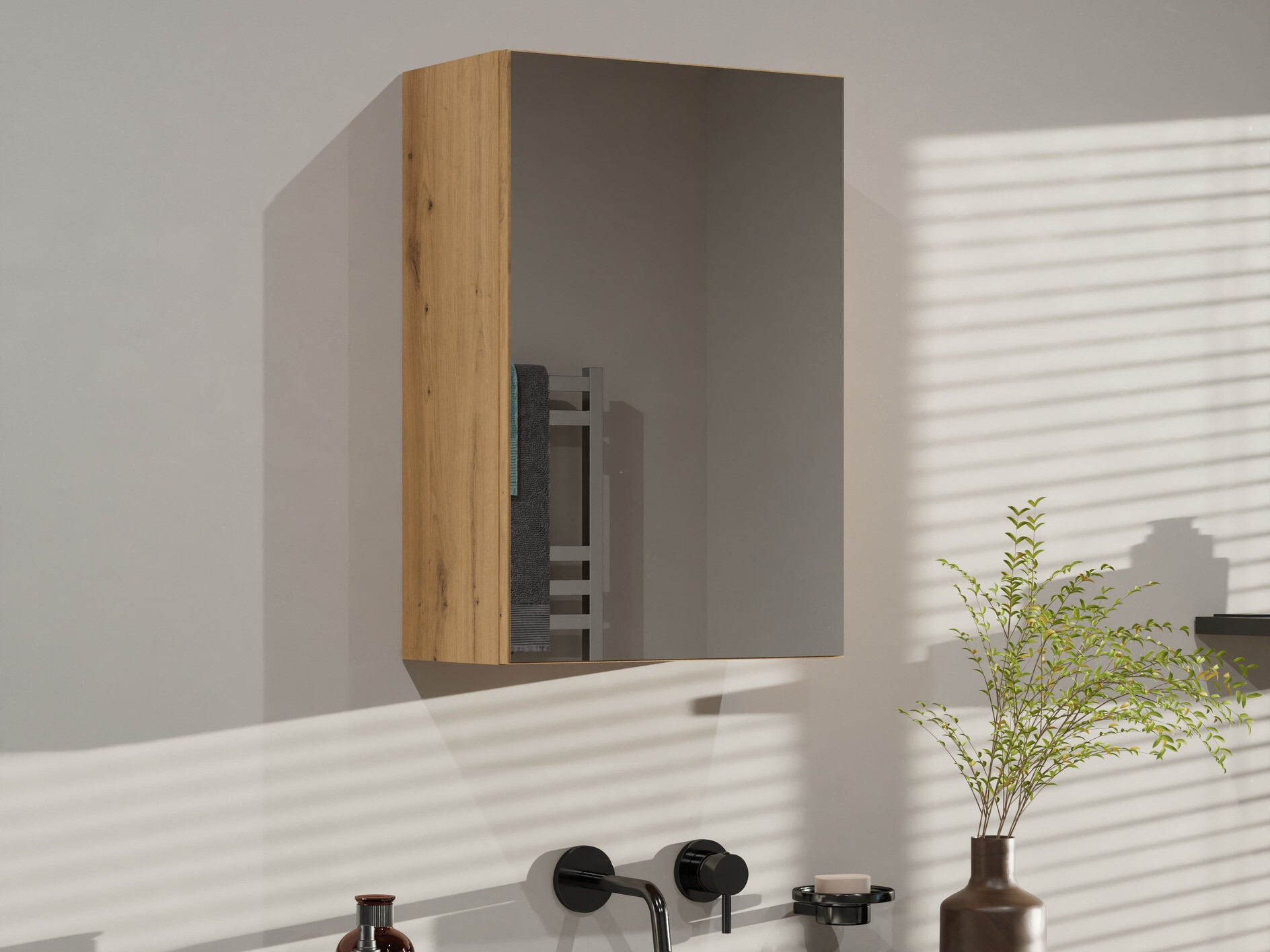 Bathroom mirror cabinet Balelbo 100 (Artisan oak)