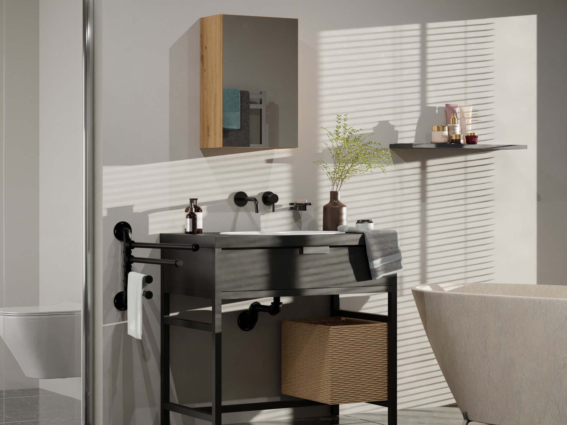 Bathroom mirror cabinet Balelbo 100 (Artisan oak)