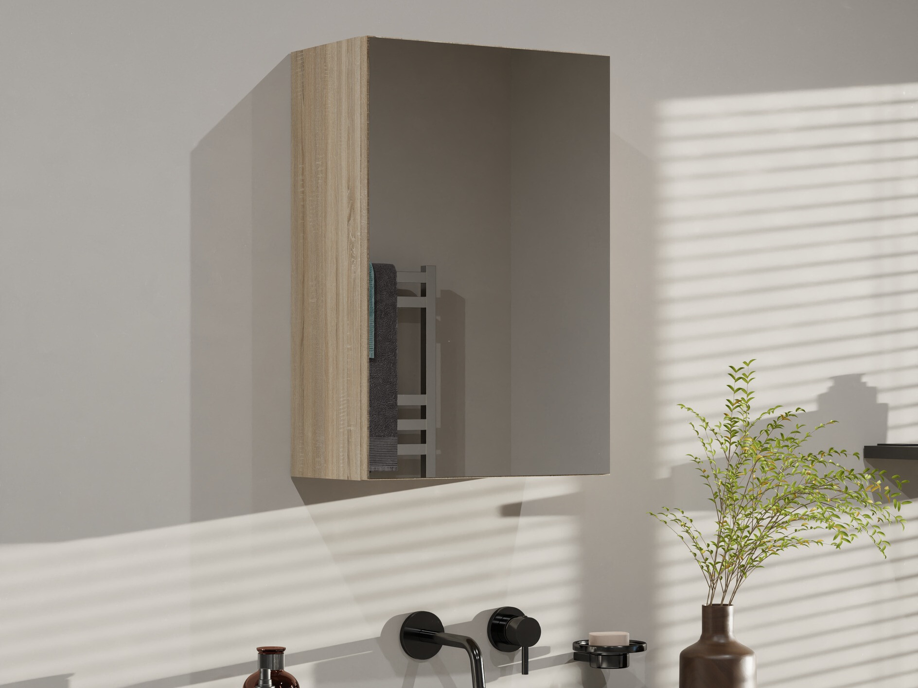 Bathroom mirror cabinet Balelbo 100 (Sonoma oak)