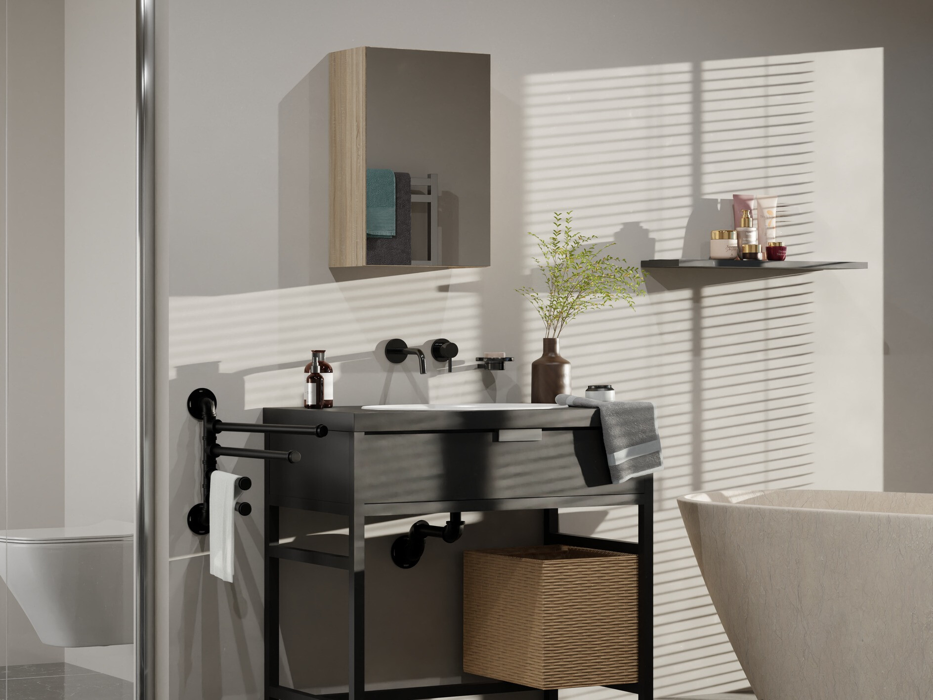 Bathroom mirror cabinet Balelbo 100 (Sonoma oak)