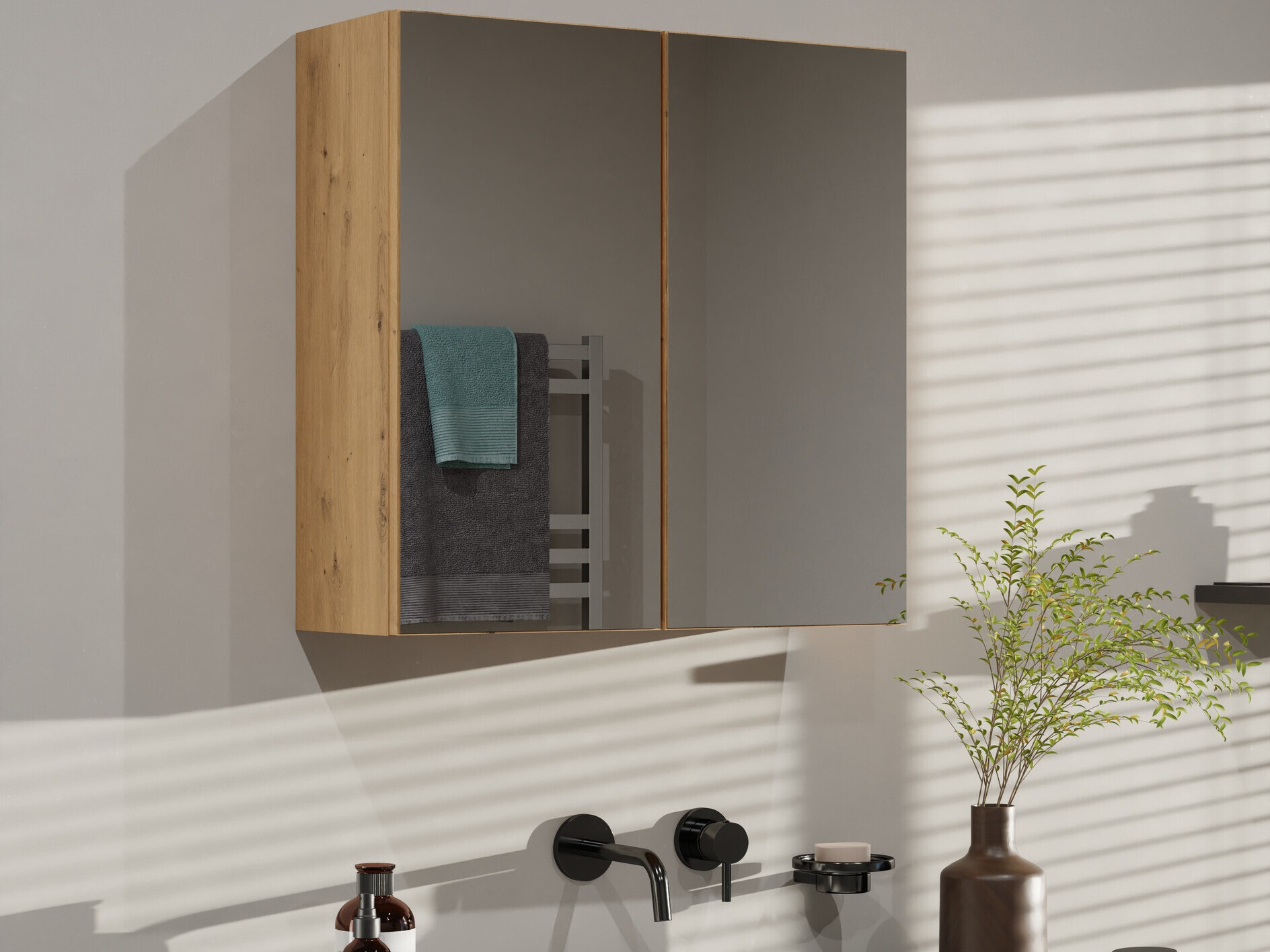Bathroom mirror cabinet Balelbo 101 (Artisan oak)