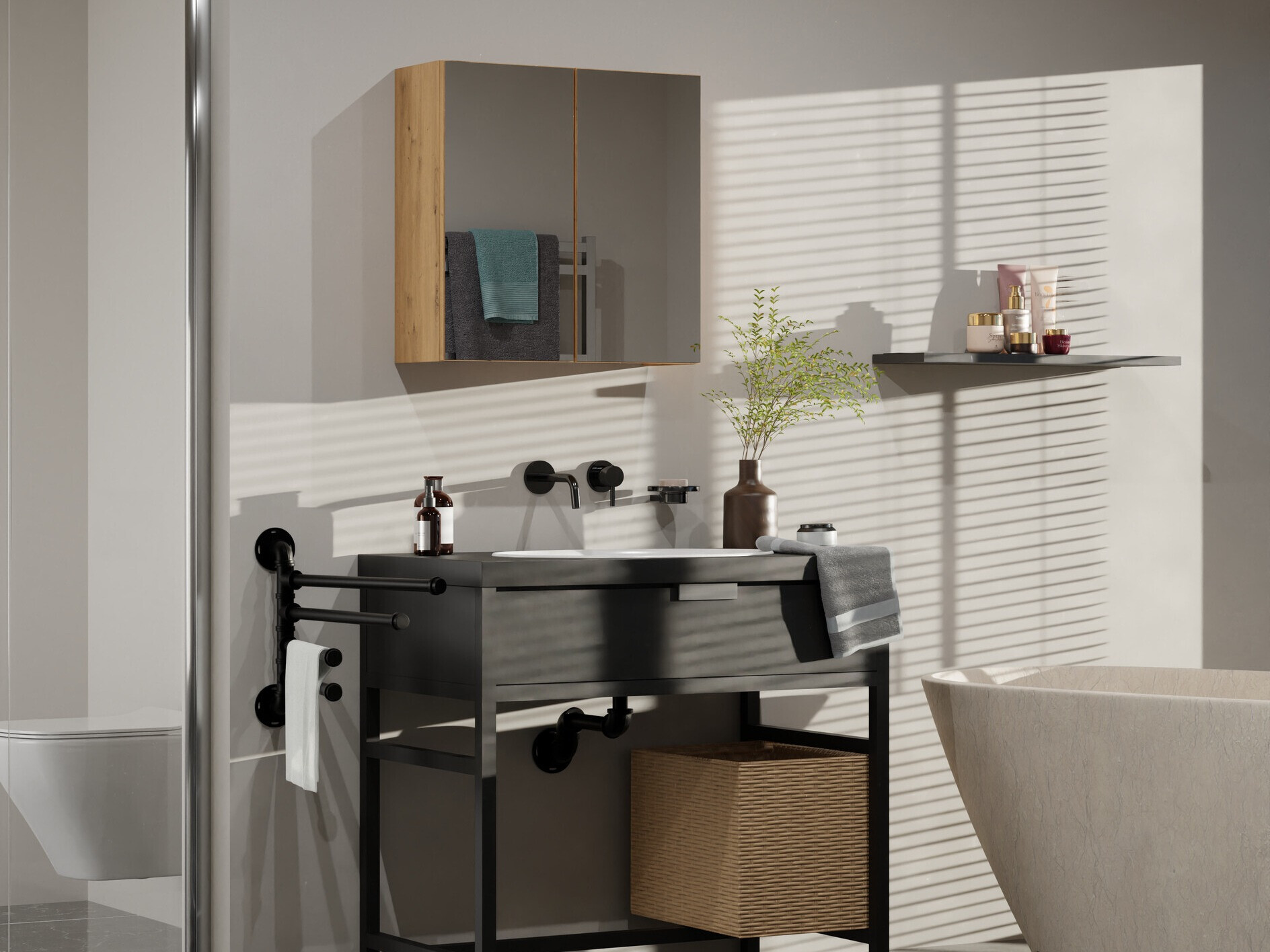 Bathroom mirror cabinet Balelbo 101 (Artisan oak)