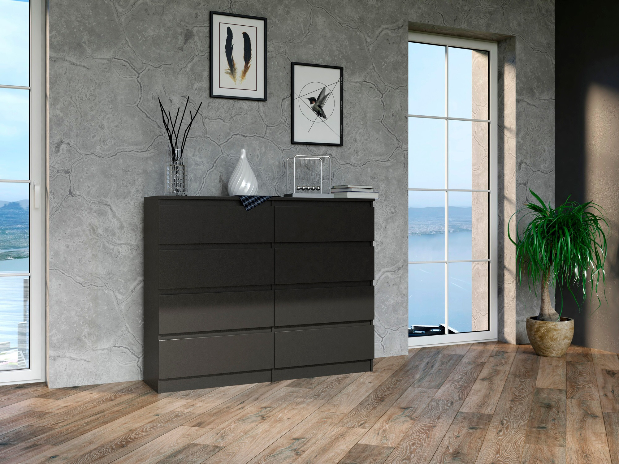 Chest of drawers Elbvelu 101 (Black)