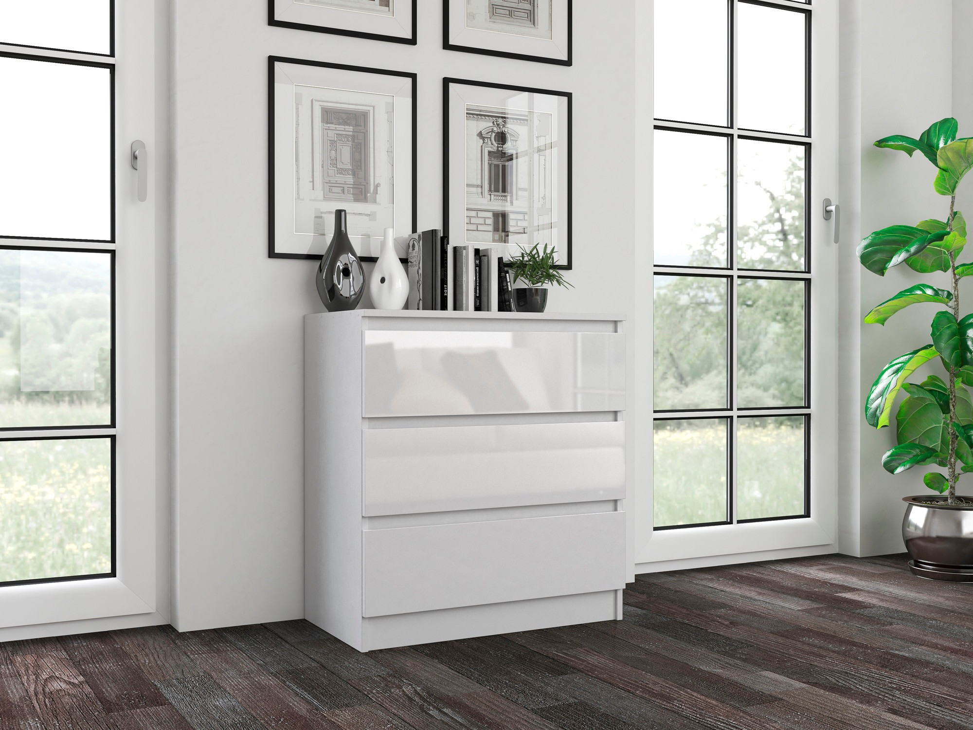 Chest of drawers Elbvelu 106 (Glossy white)