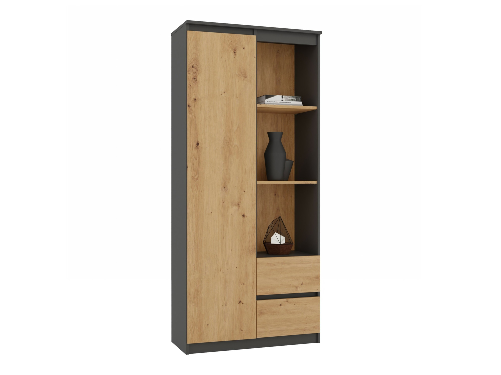 Bookcase Mandeville 182 (Anthracite + Artisan oak)