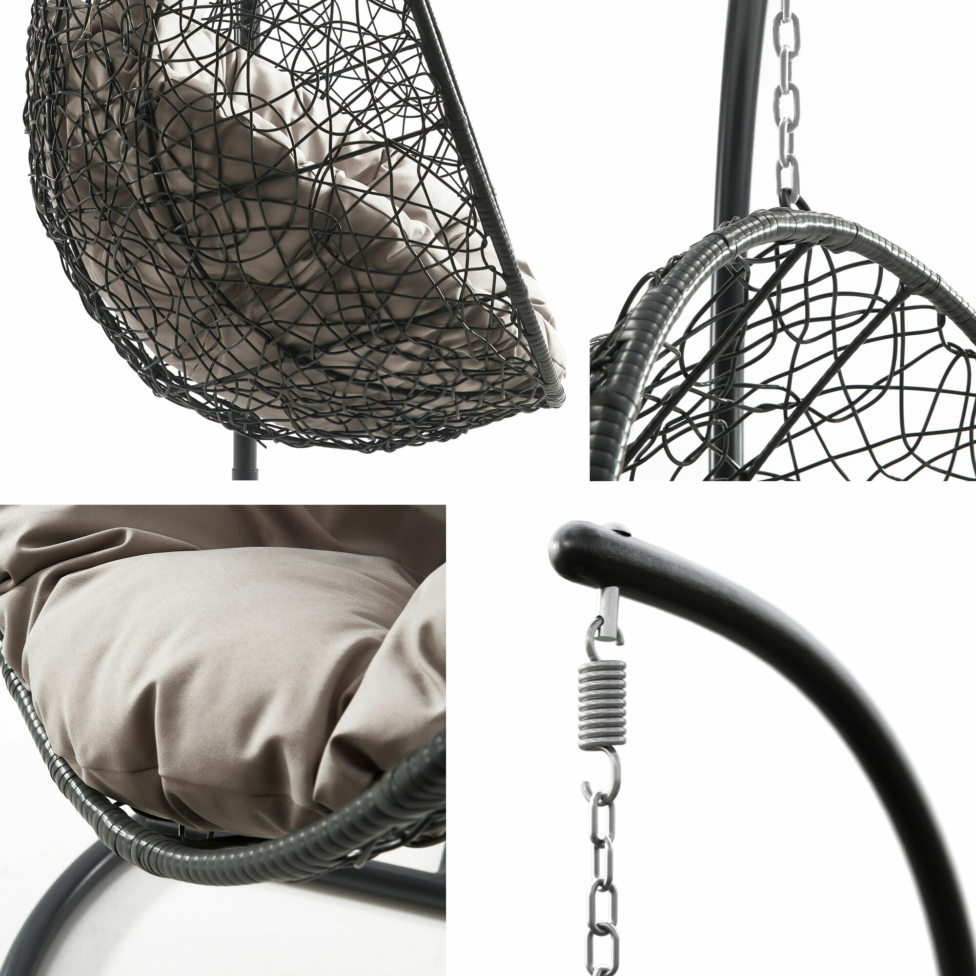 Hanging chair Comfivo 505 (Black + Cream)