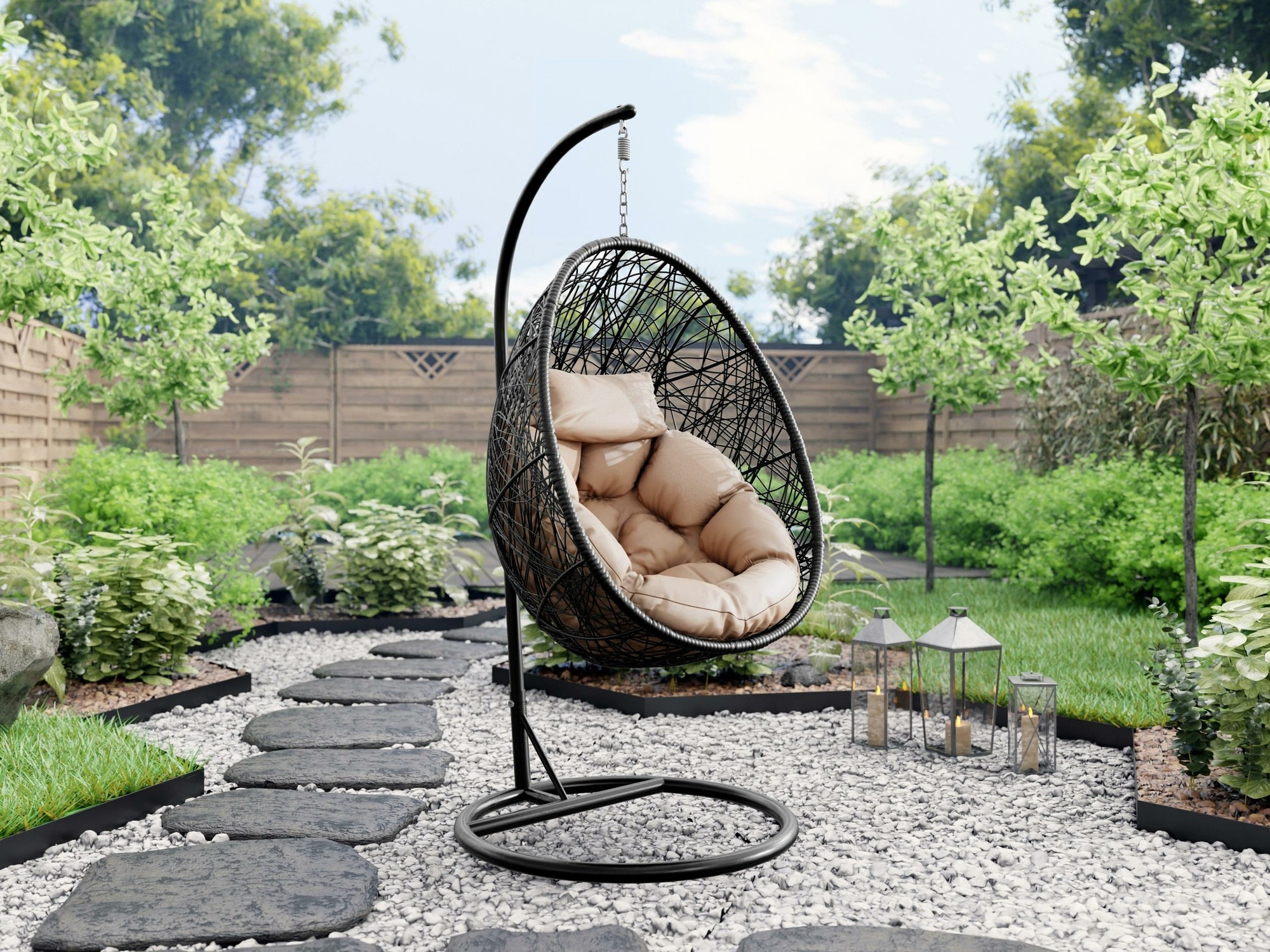 Hanging chair Comfivo 505 (Black + Cream)