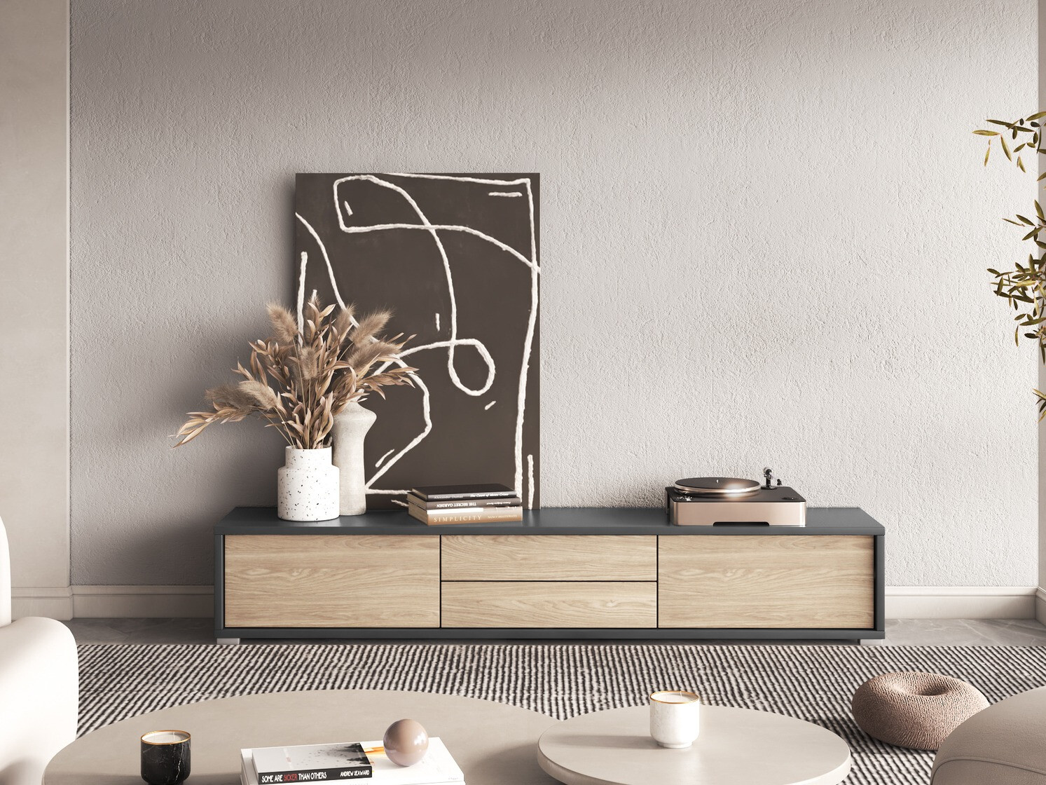 TV stand Austin 325 (Anthracite + Oak)